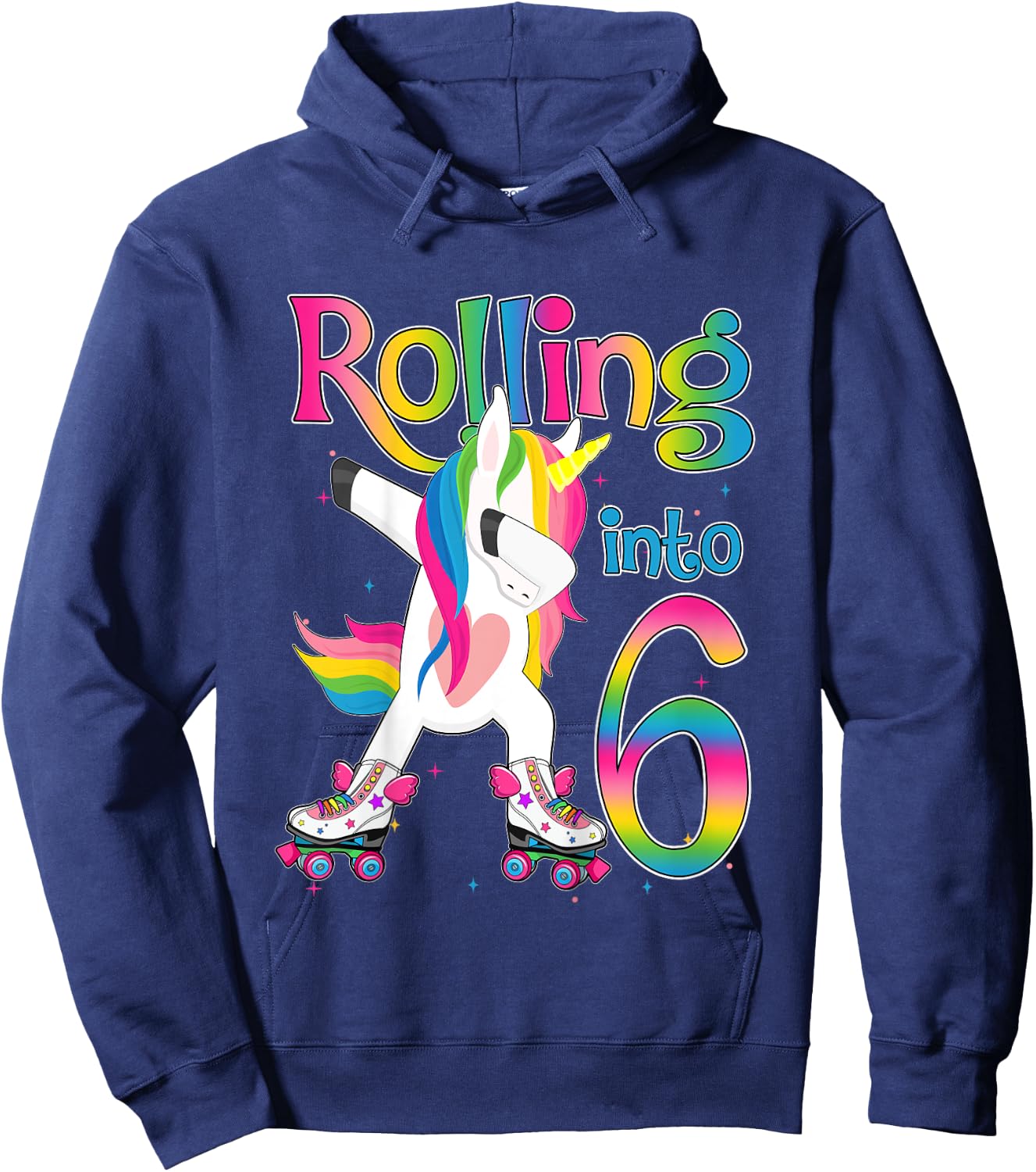 Rolling Into 6 years Let's Roll I'm Turning 6 Roller Skate Hoodie - Hoodie | Navy