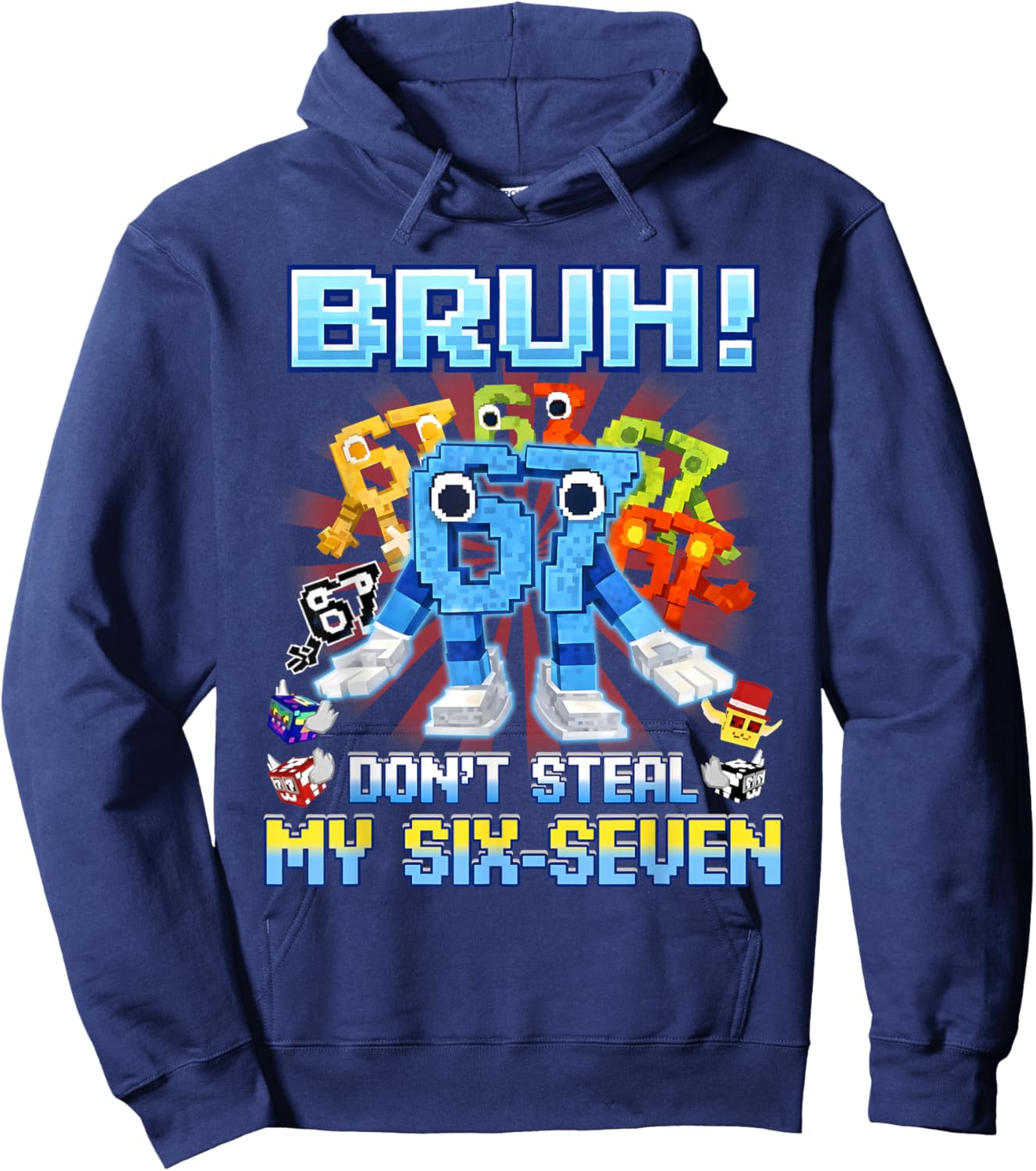 Don't Steal My Six Seven 67 Brainrot Meme Gifts Kids Boys Hoodie - Hoodie | Navy