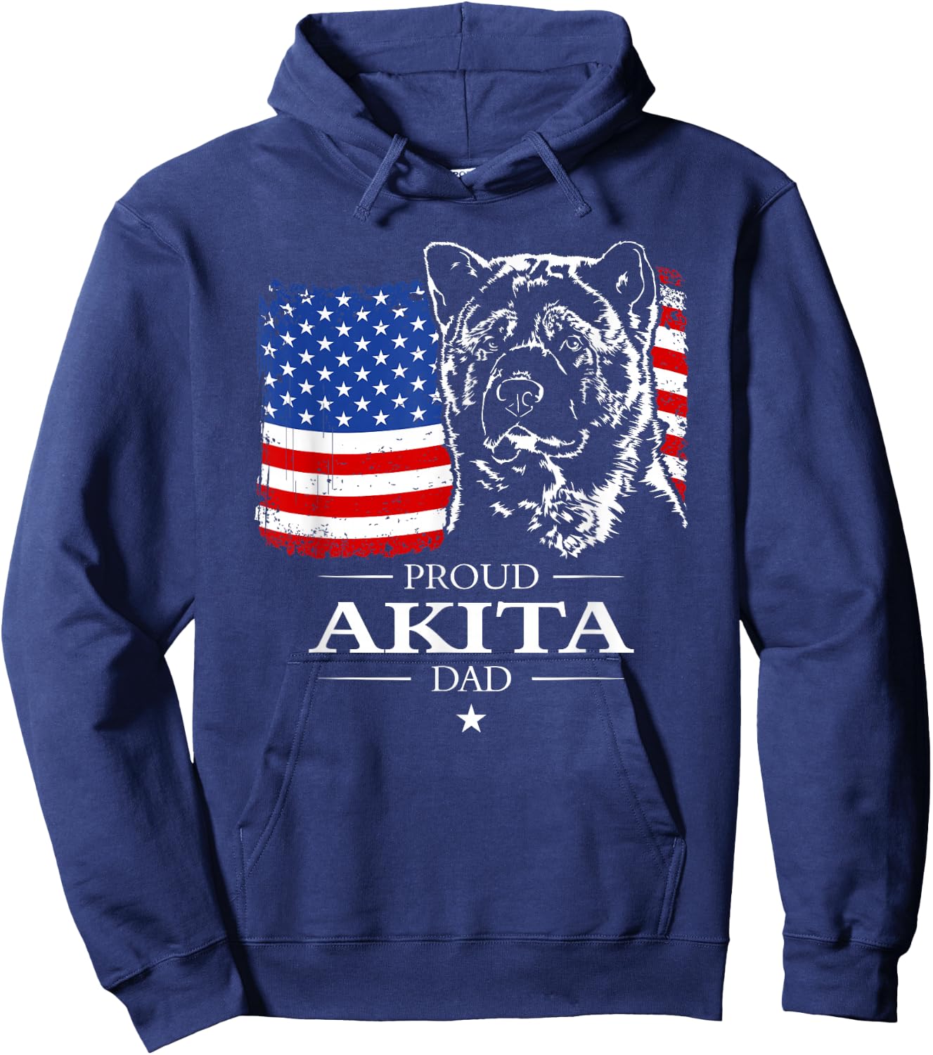Funny Proud Akita Dad American Flag patriotic dog gift Hoodie - Hoodie | Navy
