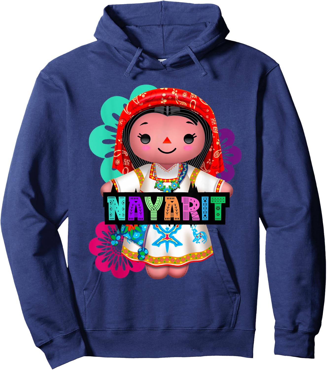 Nayarit Muñeca Lelé, Handmade Mexican Rag Doll Collection Hoodie - Hoodie | Navy