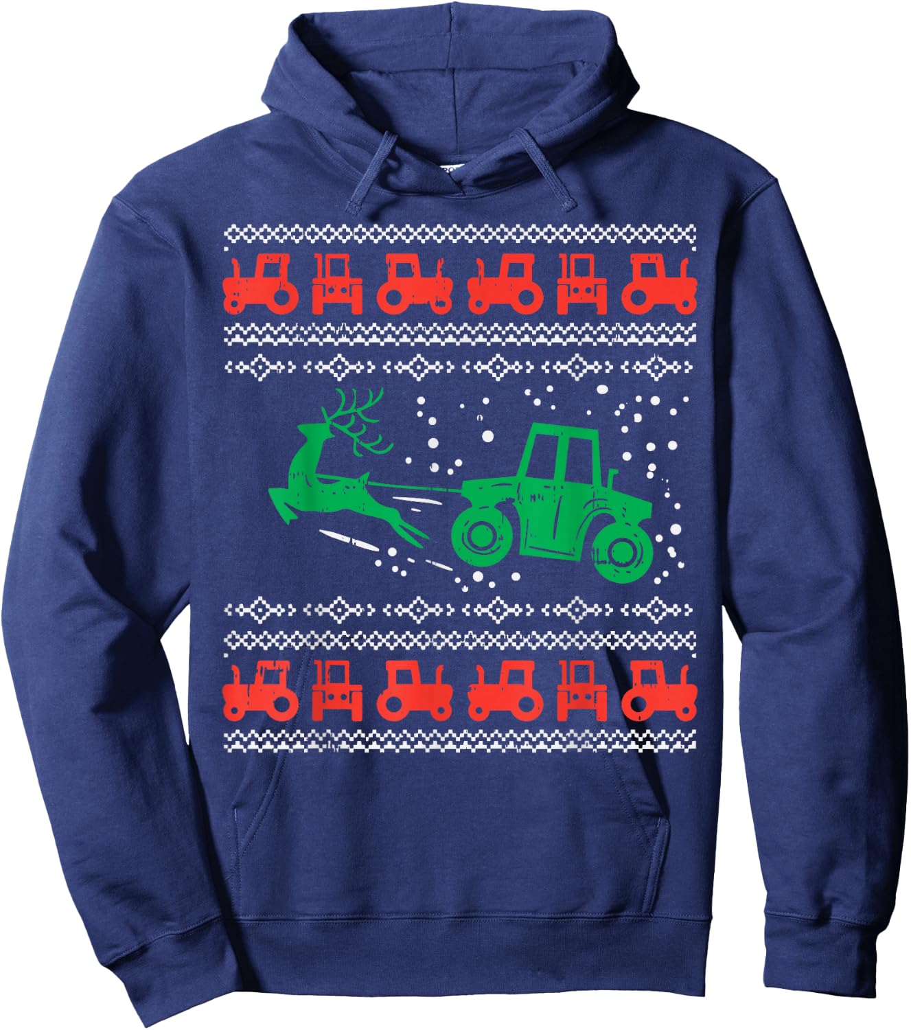 Farm Tractor Reindeer Fun Ugly Christmas Sweater Farmer Gift Hoodie - Hoodie | Navy