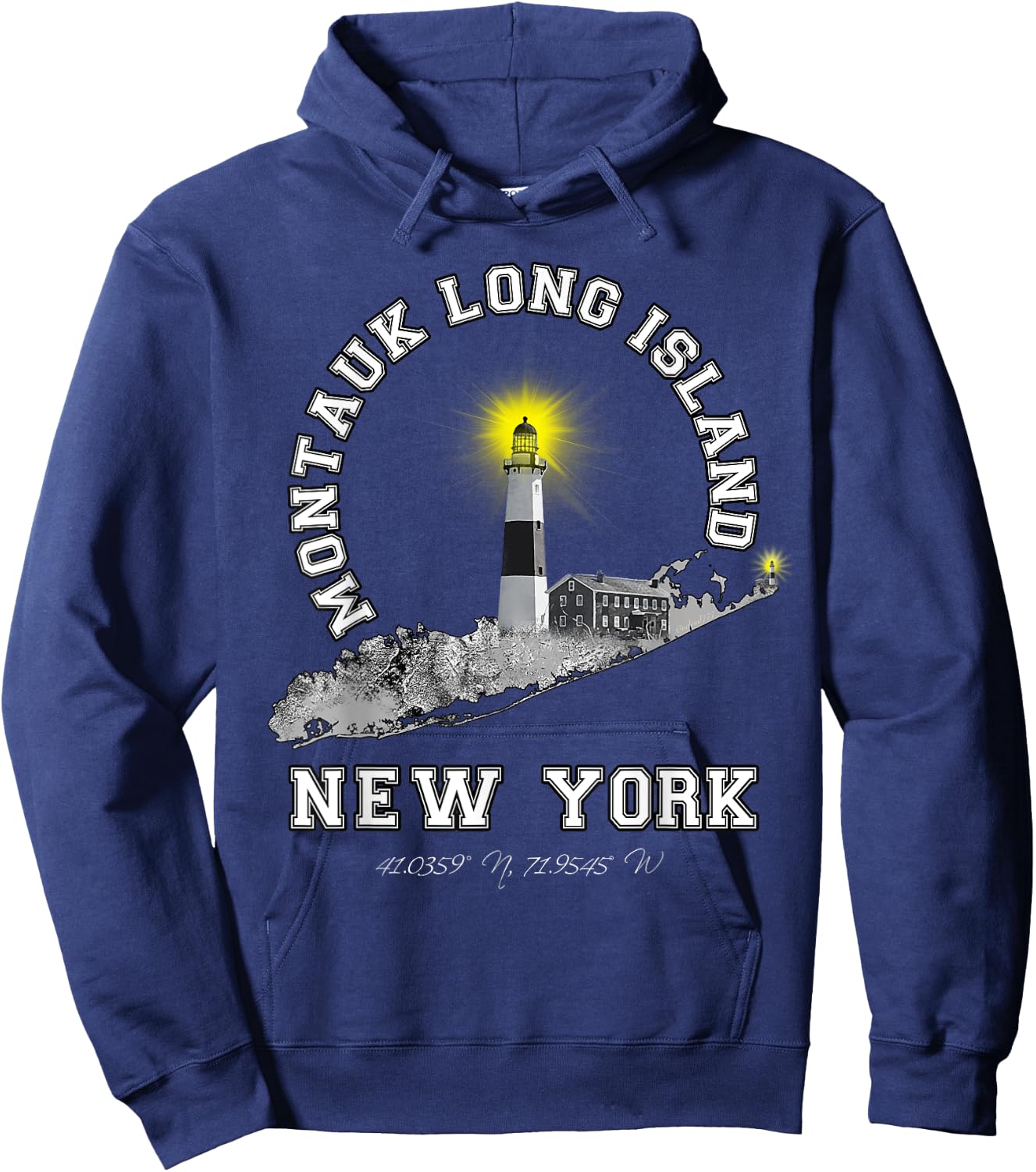 Montauk Long Island NY Shirt Hoodie - Hoodie | Navy