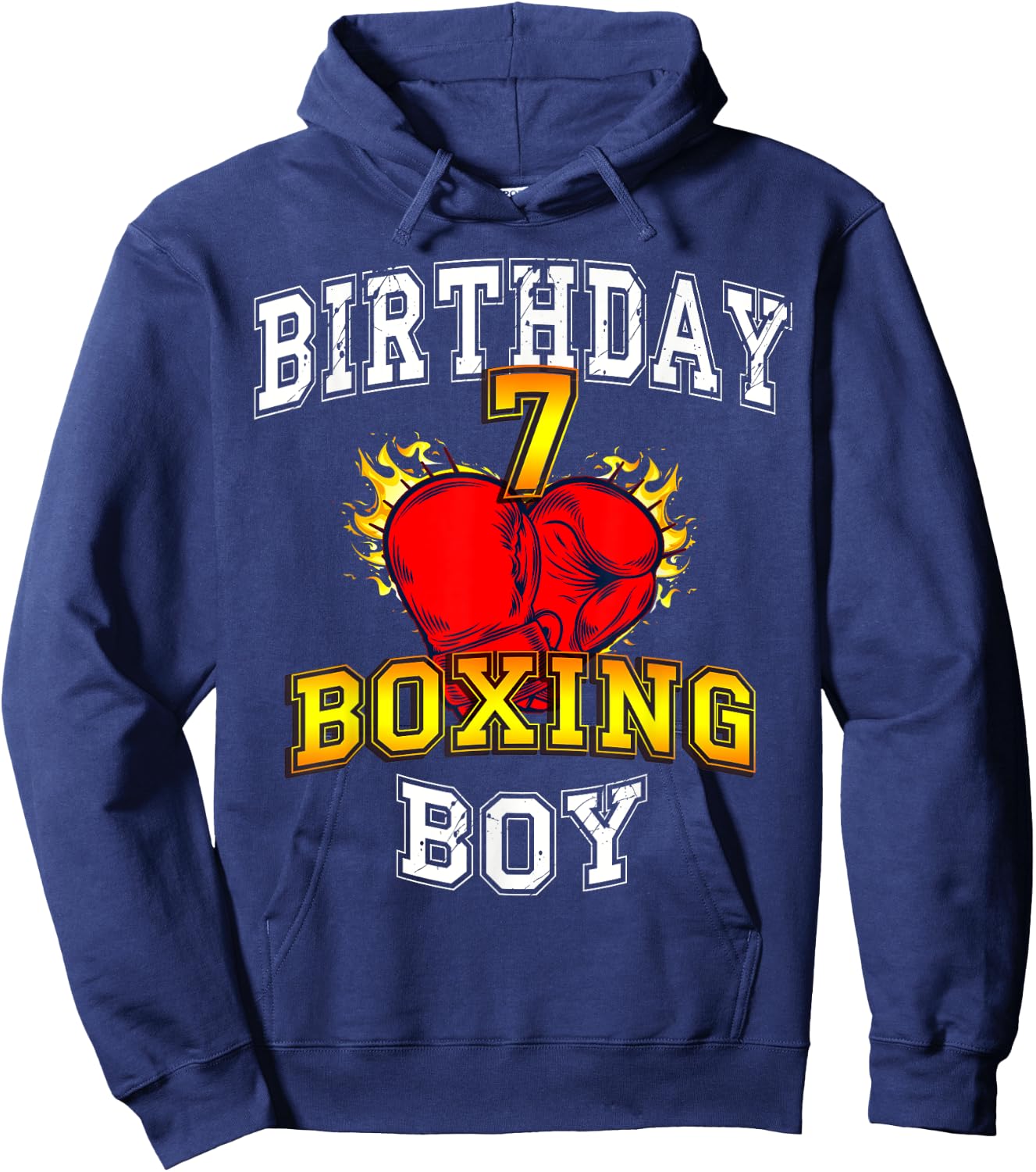 7th Birthday Boy Shirt - Boxing 7 years old kid Hoodie - Hoodie | Navy