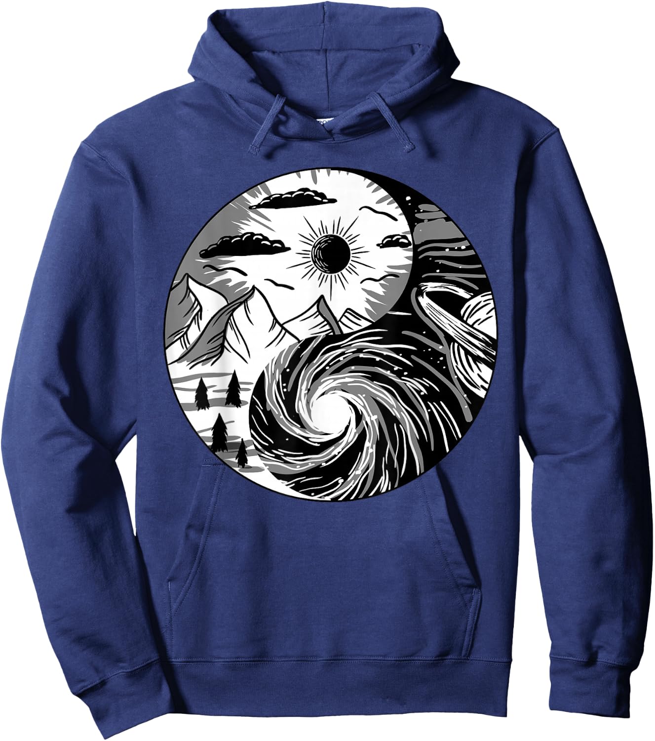 Nature Outer Space Yin Yang Retro Earth Galaxy Balance Gift Hoodie - Hoodie | Navy