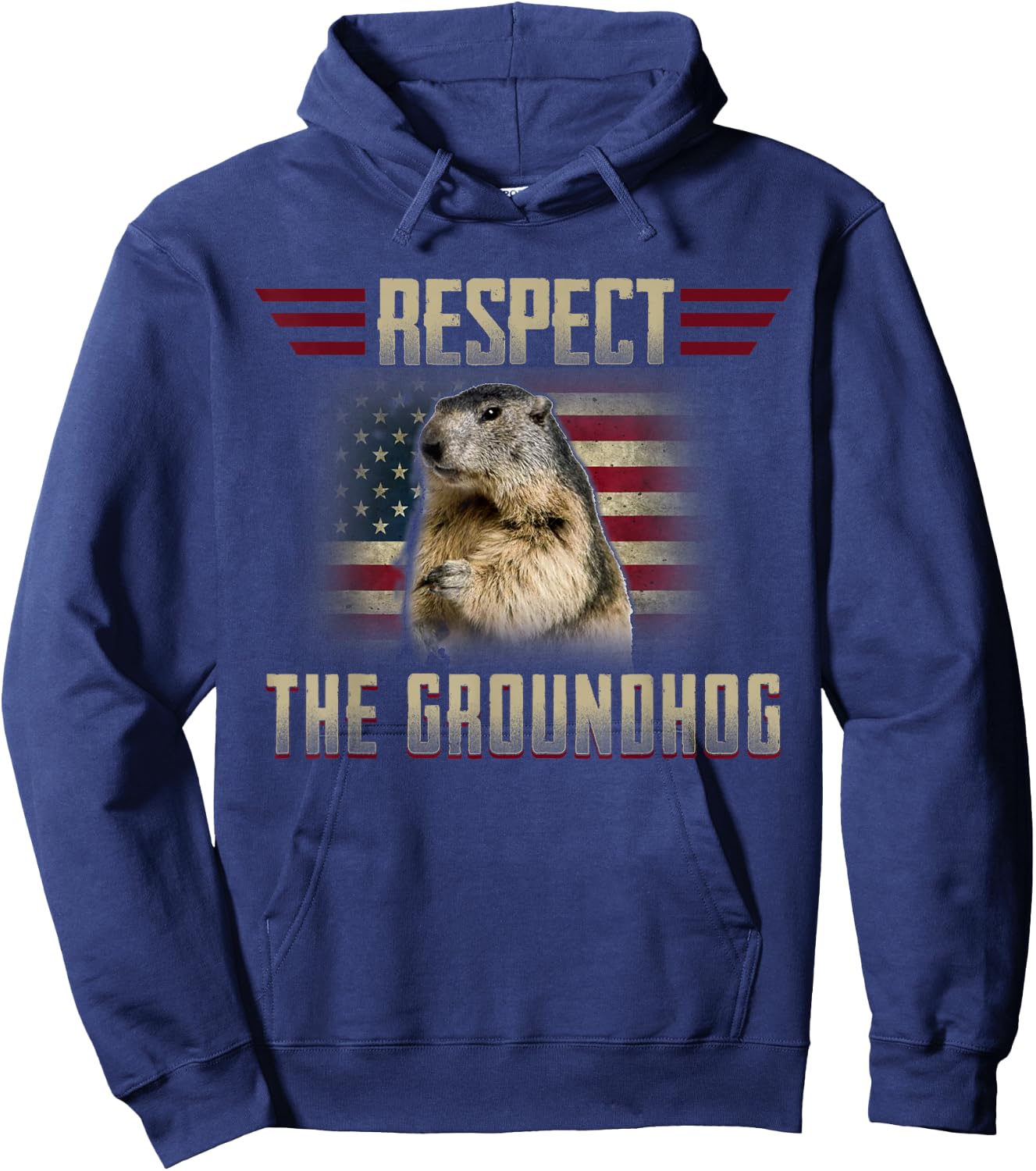 Respect The Groundhog Woodchuck Photo GroundHog Day Hoodie - Hoodie | Navy