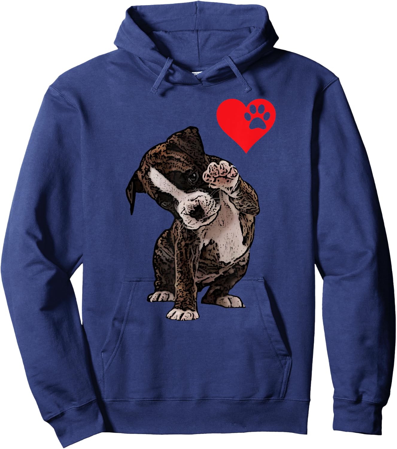High Five Heart Bulldog Pup I Love Boxer Dog Lovers Bulldogs Hoodie - Hoodie | Navy