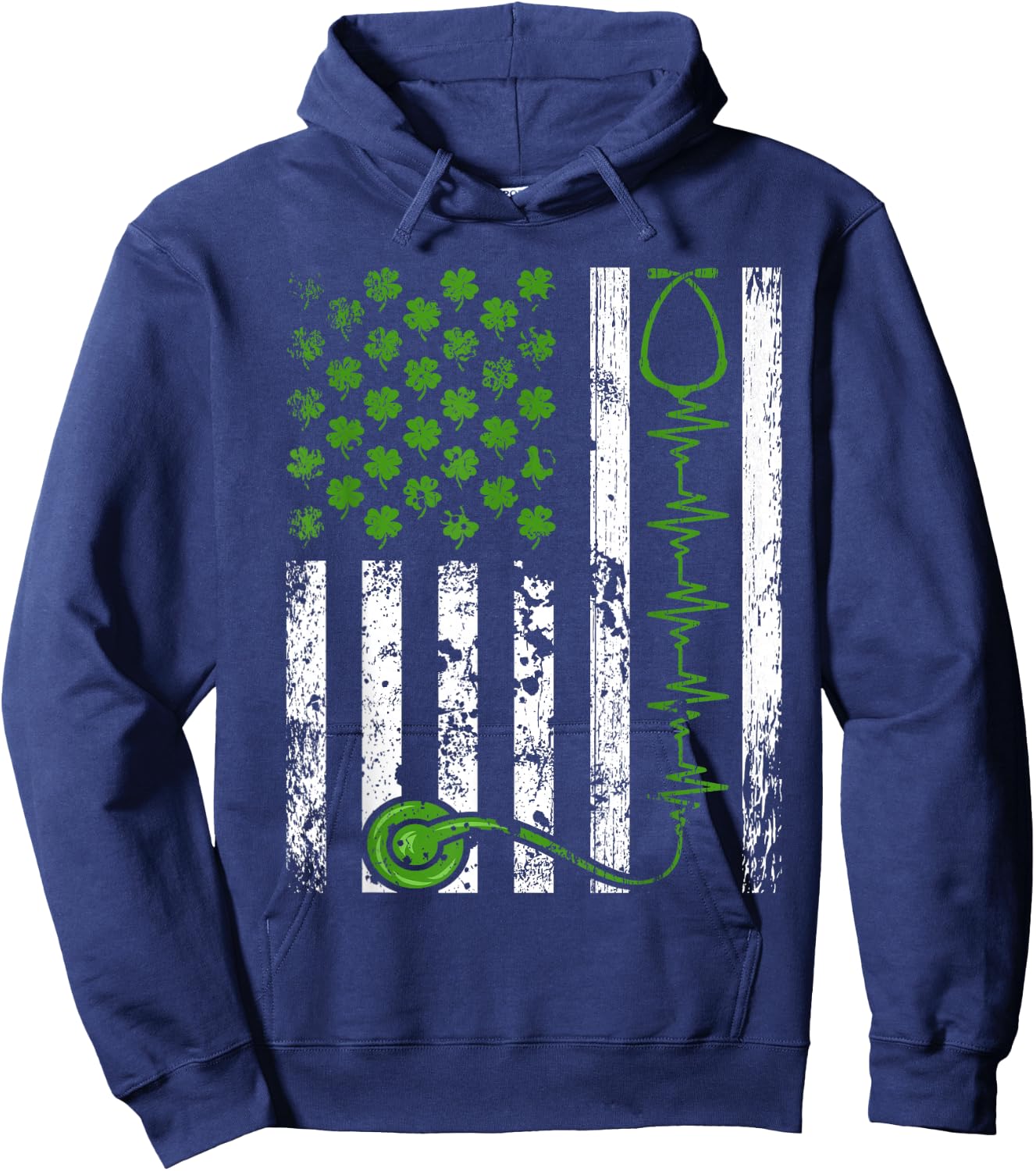 Irish Nurse St Patrick's Day Shirt Nurse Irish American Flag Hoodie - Hoodie | Navy
