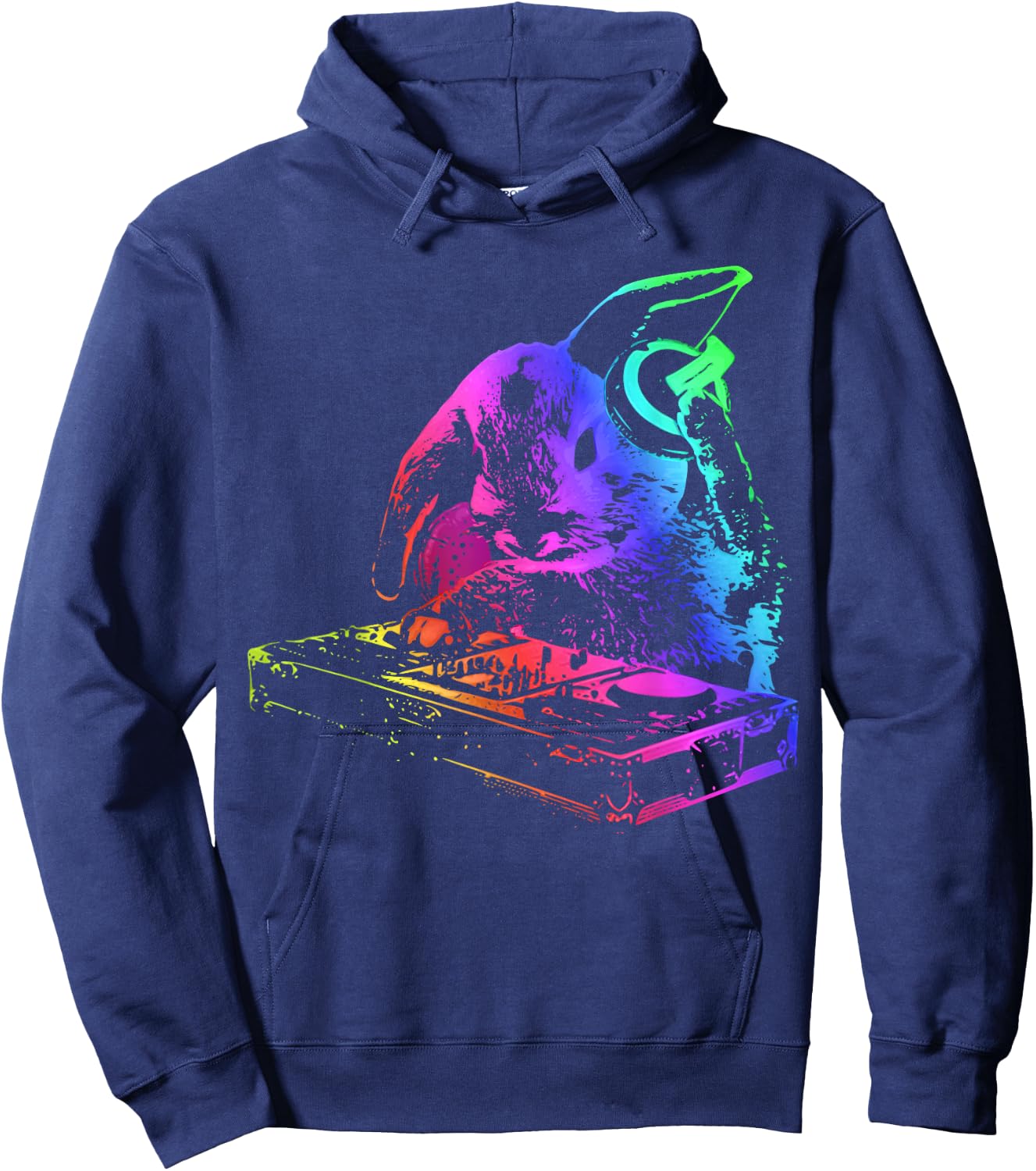 Bunny Rabbit With Mixer and Headphones Hoodie - Hoodie | Navy