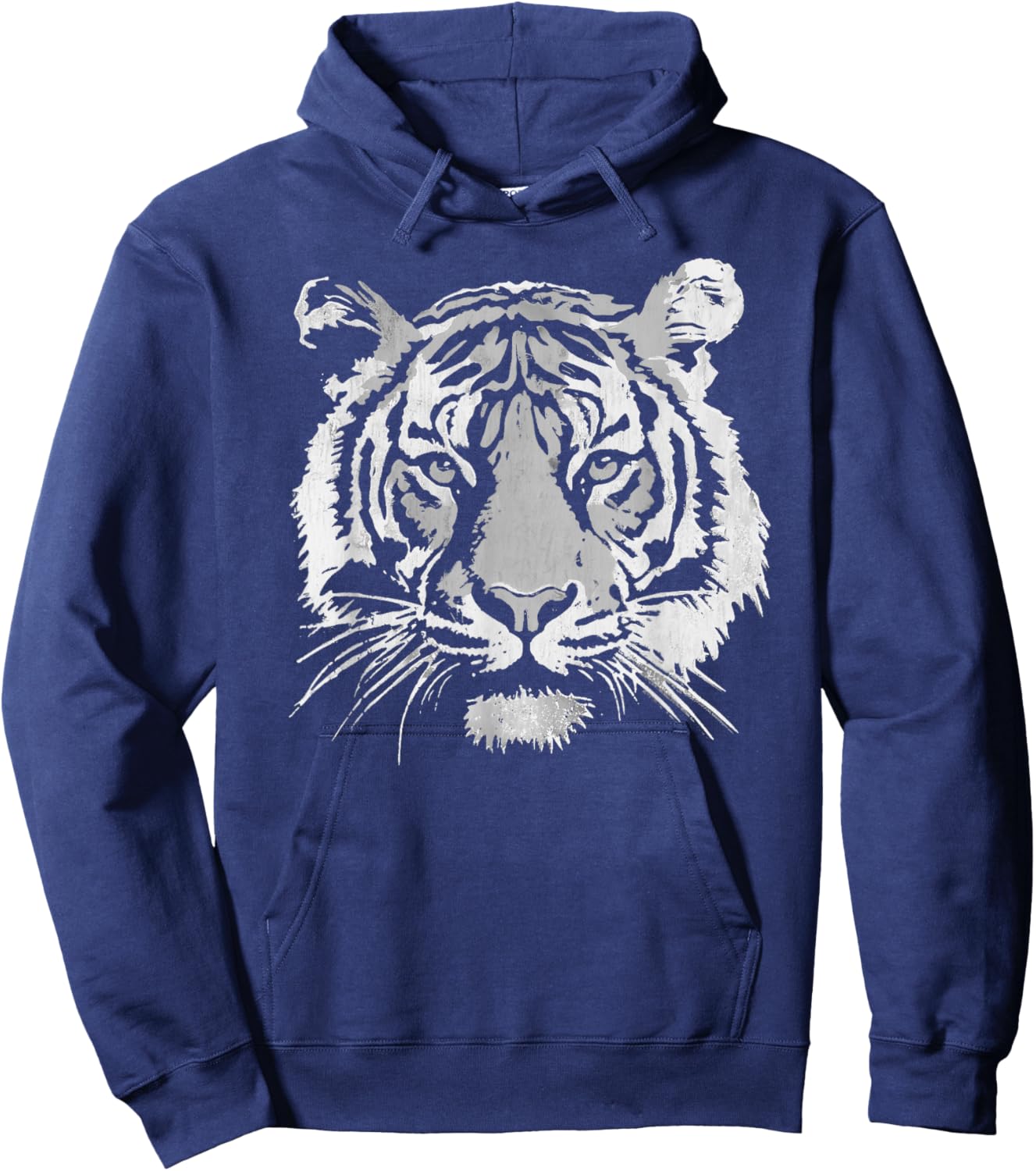 Vintage Tiger Face Retro 90s Style Animal Graphic Hoodie - Hoodie | Navy