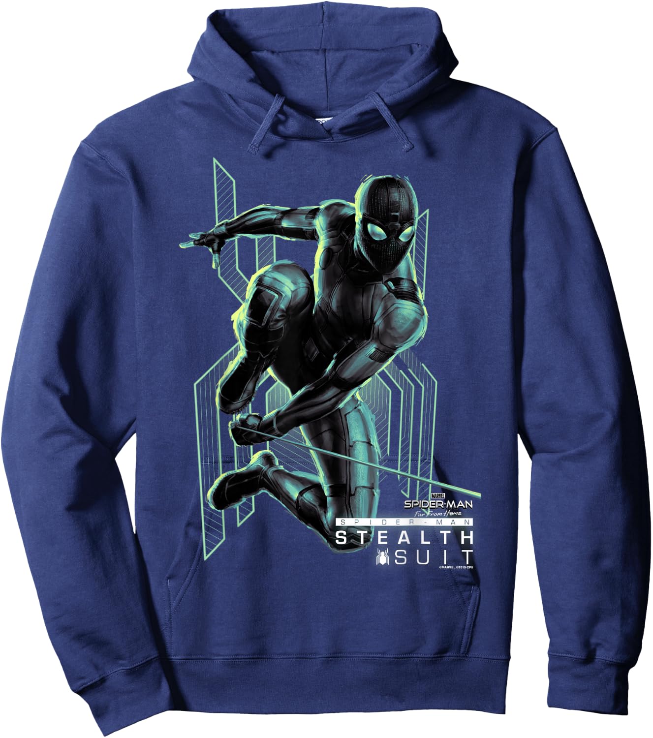 Marvel Spider-Man Far From Home Stealth Suit Swing Poster Hoodie - Hoodie | Navy