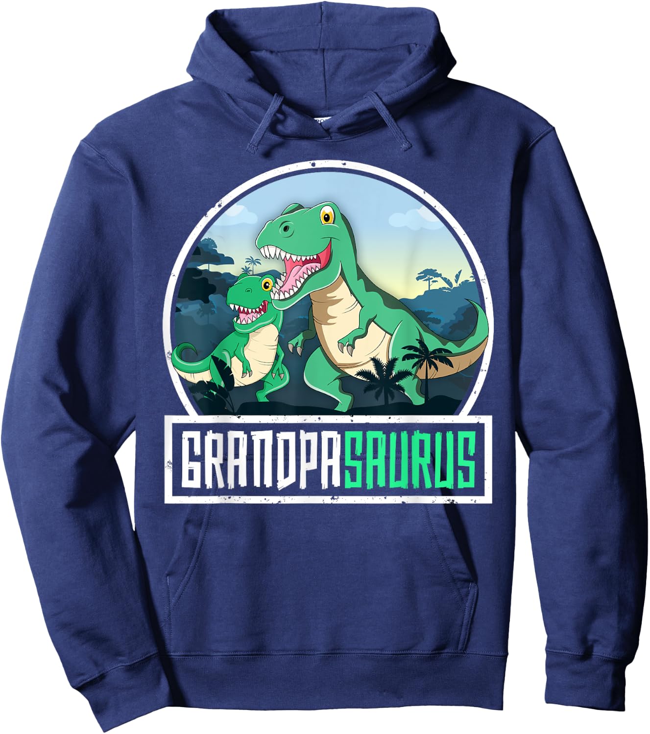 Grandpasaurus T-Rex Dinosaur Saurus Grandpa Matching Family Hoodie - Hoodie | Navy