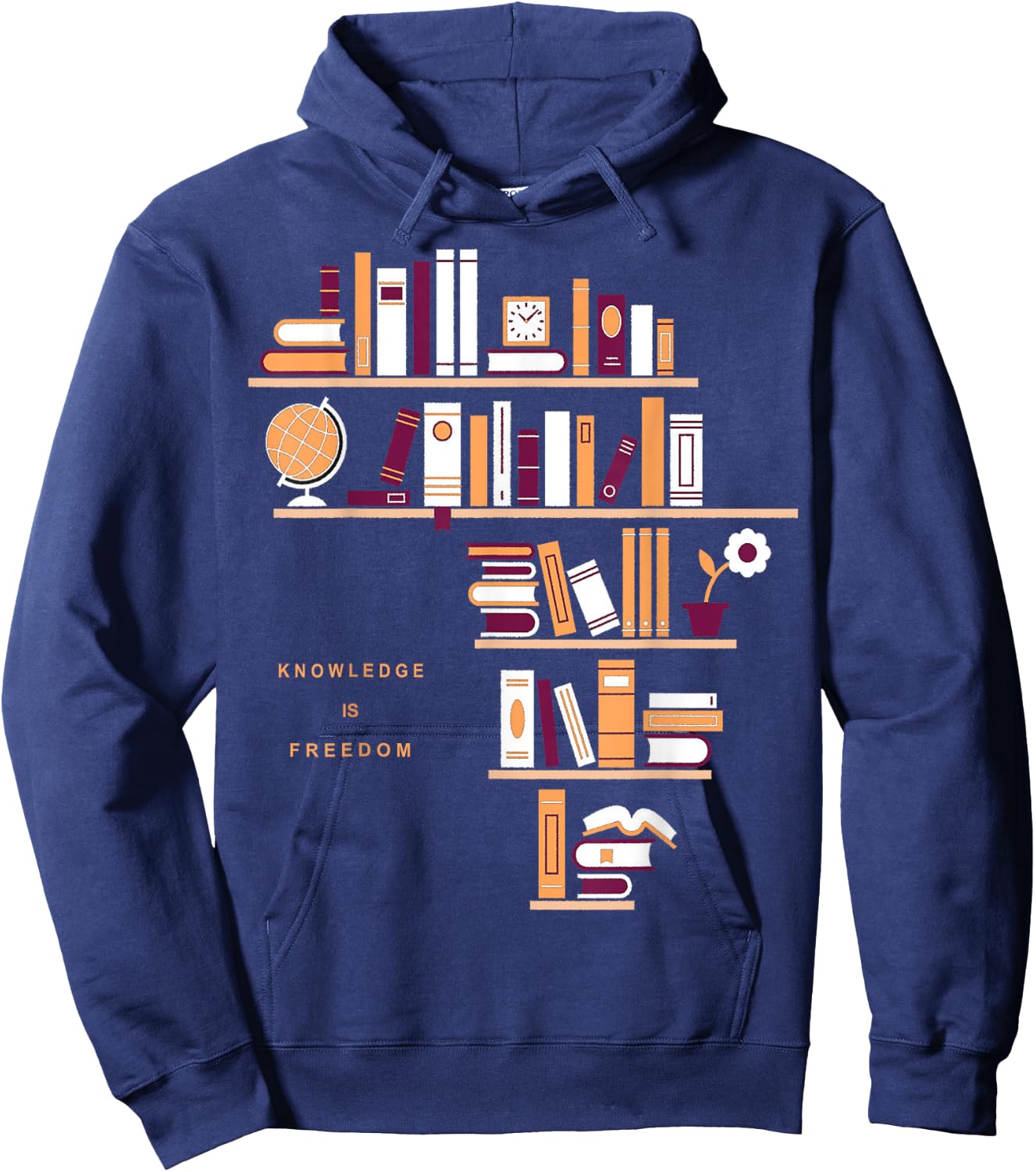 Africa Knowledge Is Freedom Library Book T- Shirt Hoodie - Hoodie | Navy
