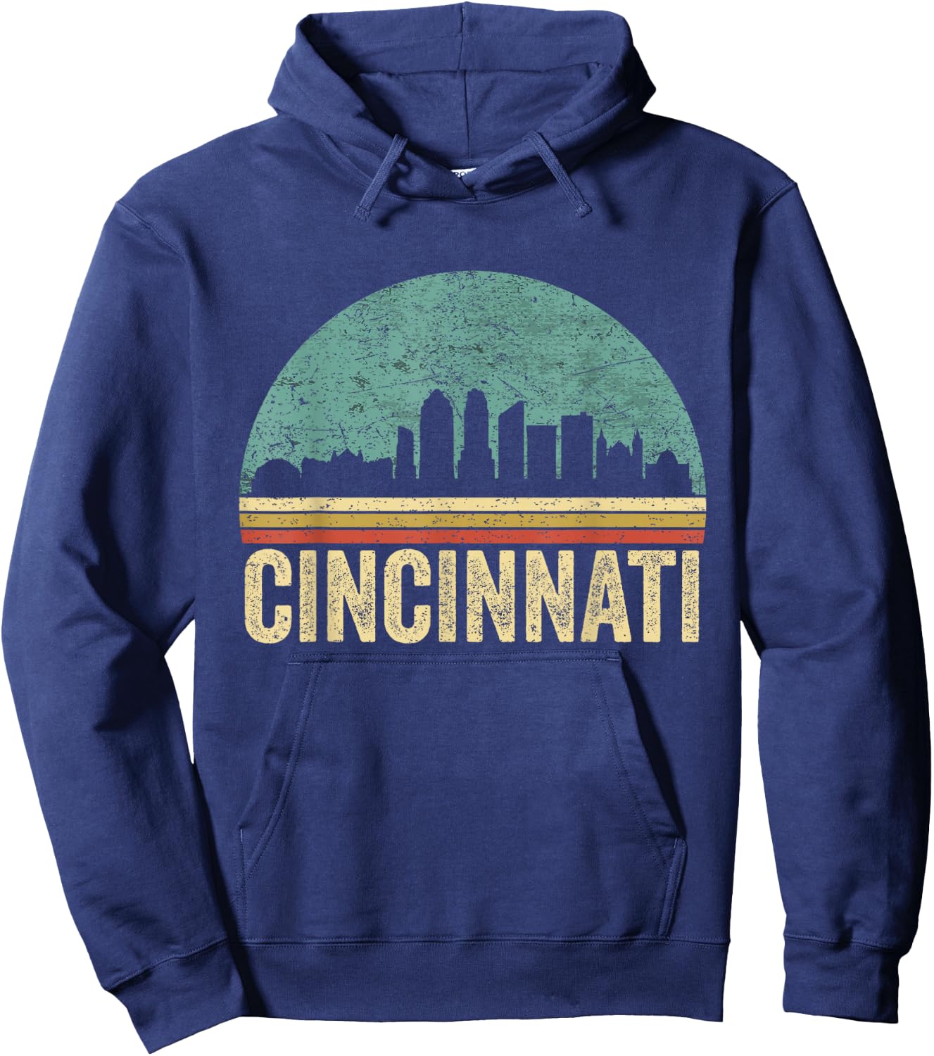 Retro Vintage Cincinnati Shirt Skyline 70s 80s Souvenir Hoodie - Hoodie | Navy