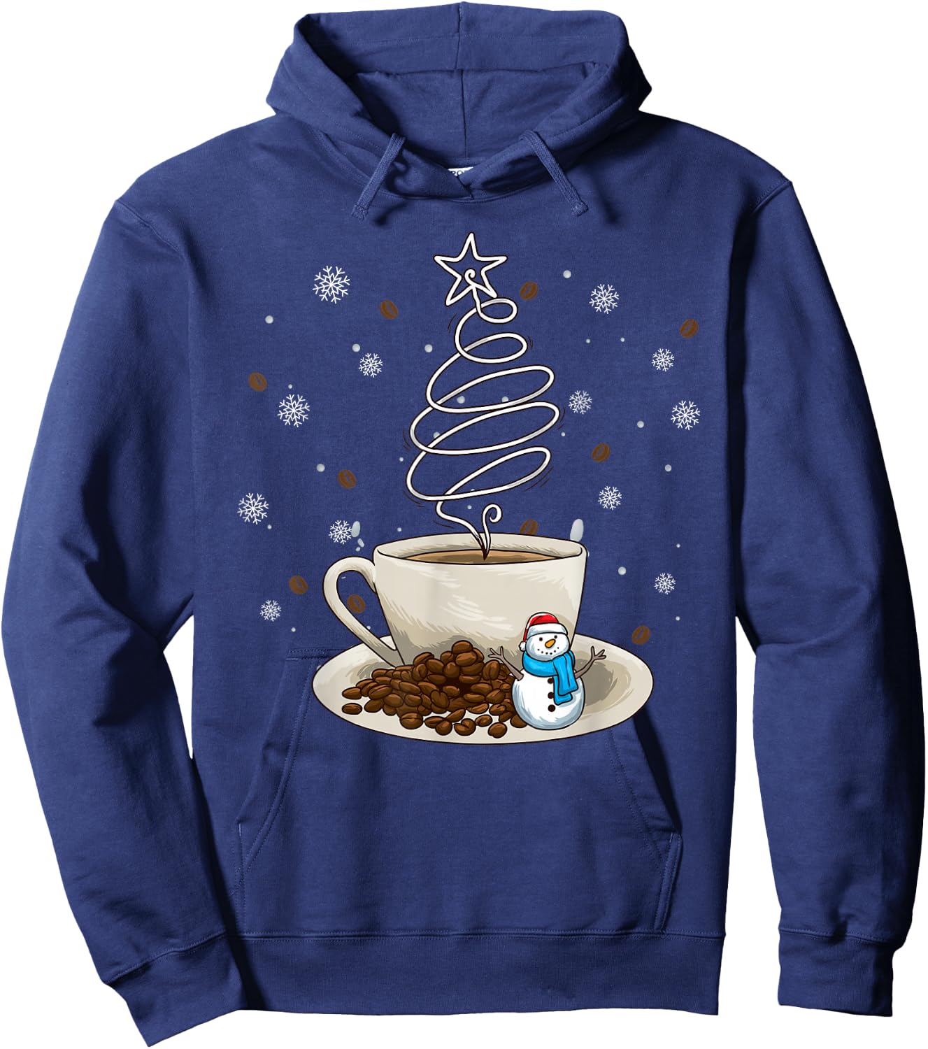 Fun Winter Snowman Holiday Coffee Drinker Barista Hoodie - Hoodie | Navy