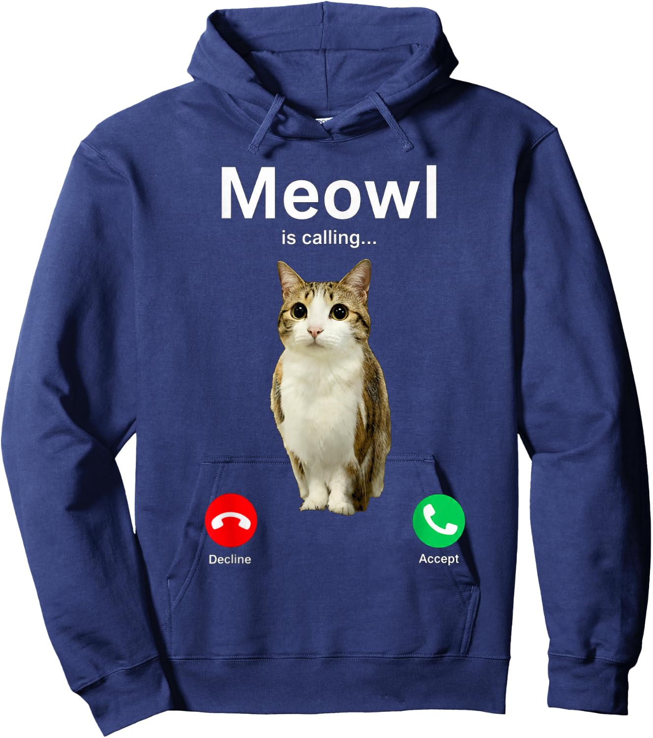 Meowl Calling Cat Owl Cursed Internet Funny Brainrot Meme Hoodie - Hoodie | Navy