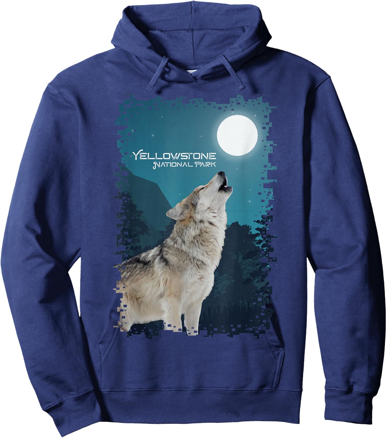 Yellowstone National Park Wolf Souvenir Memorabilia Gift Hoodie - Hoodie | Navy
