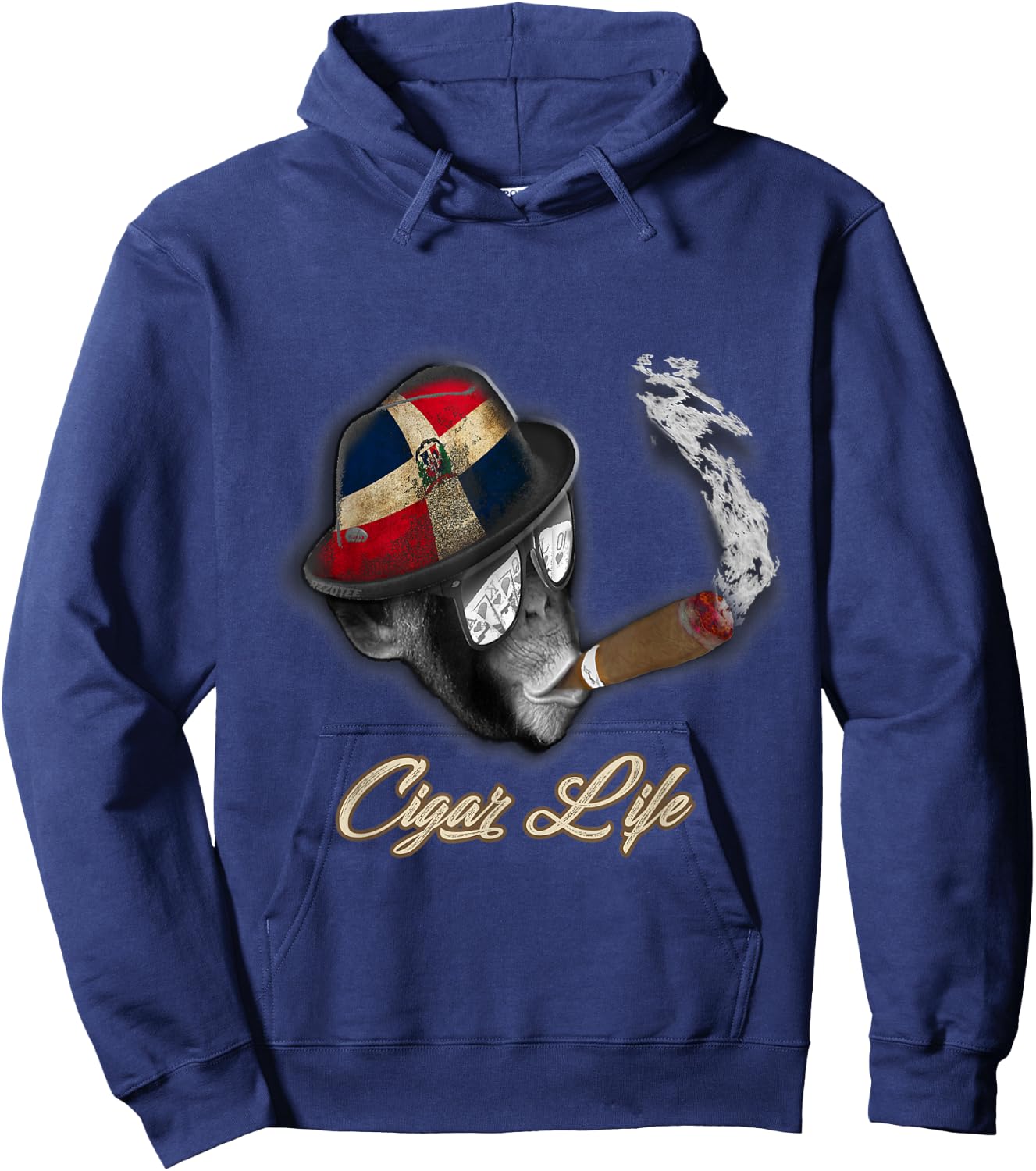 Dominican Flag Cigar Smoking monkey Hoodie - Hoodie | Navy