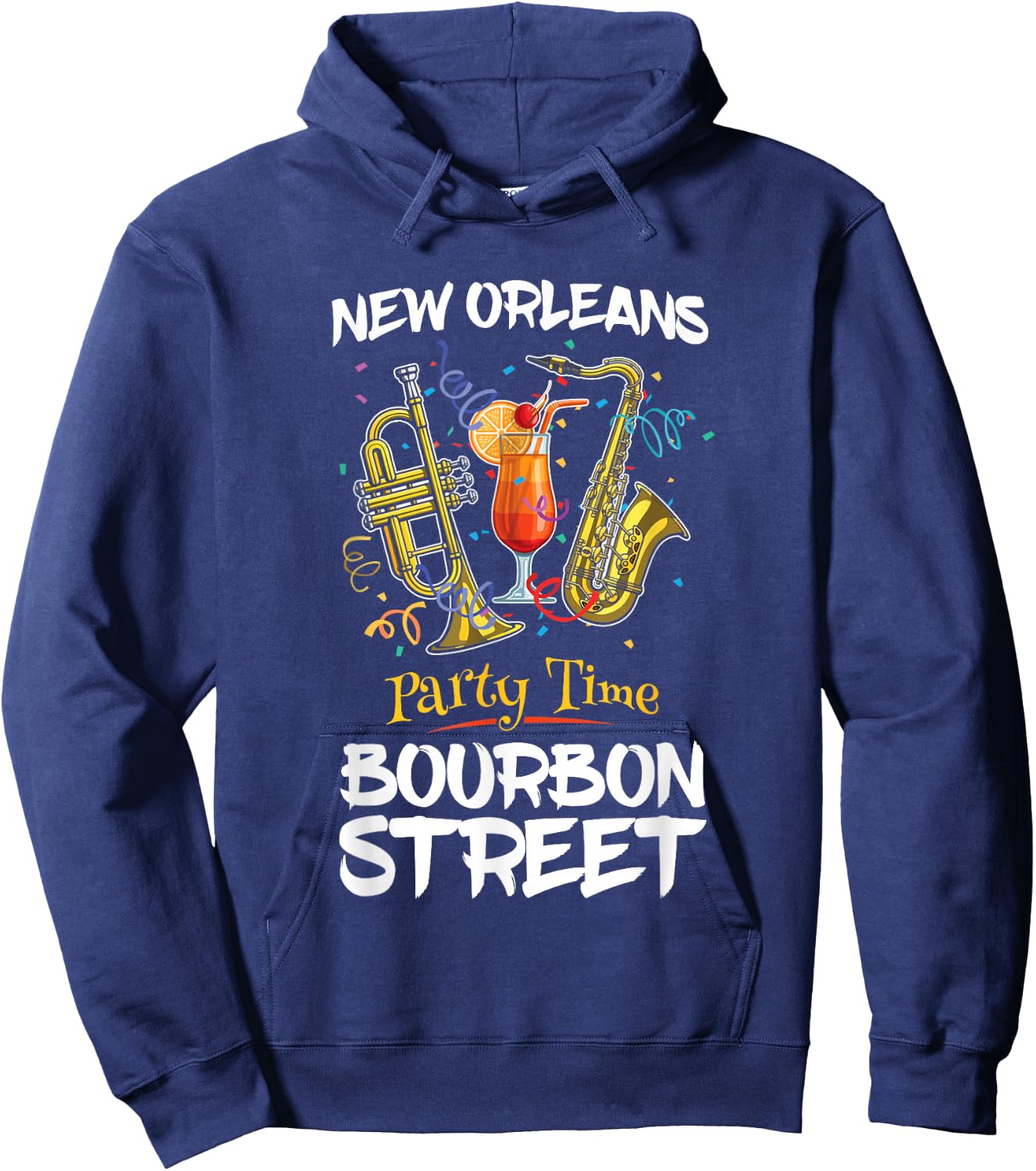 New Orleans Louisiana Bourbon Street Jazz Party Souvenir Hoodie - Hoodie | Navy