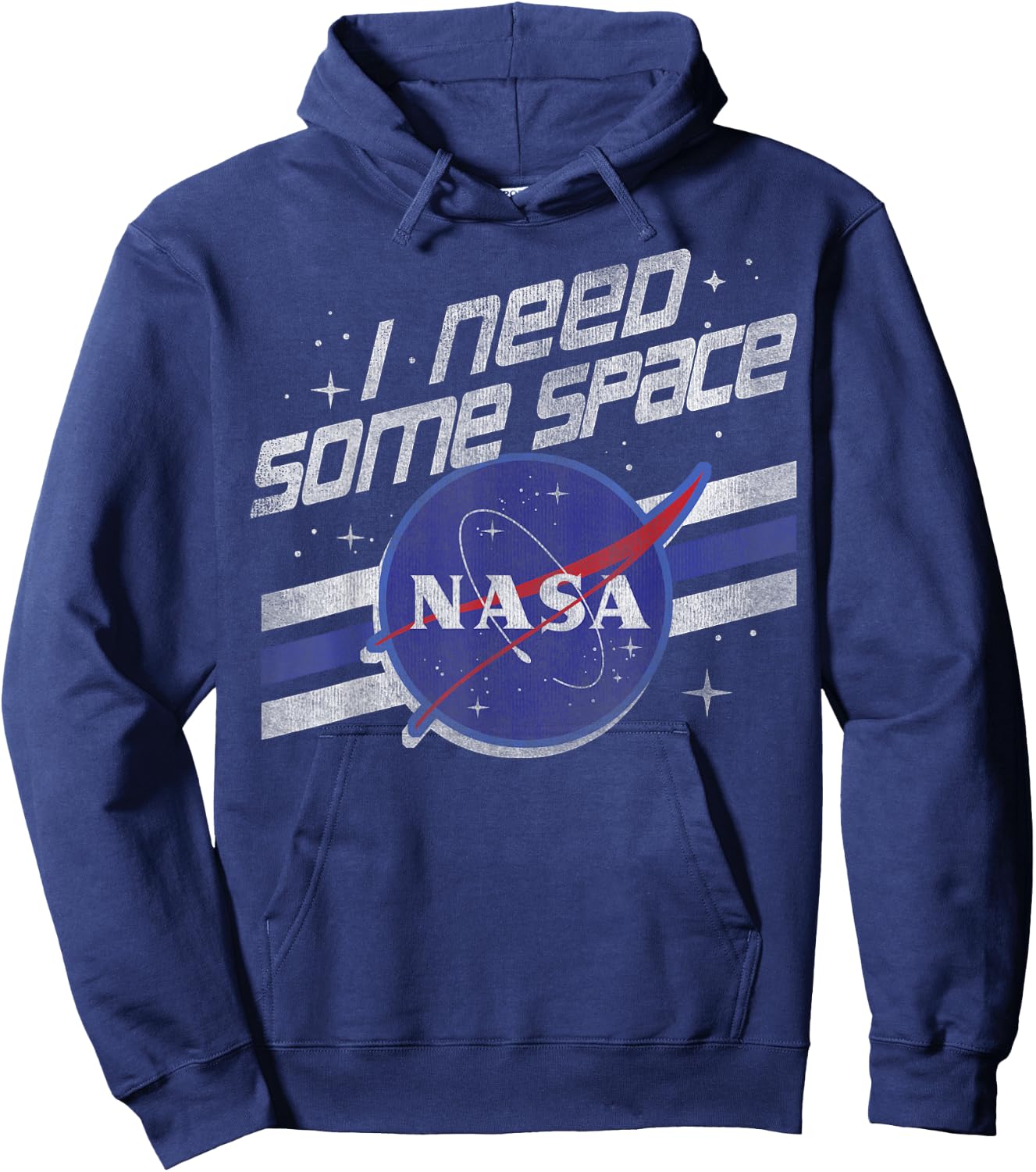 NASA I Need Some Space Vintage Retro Stripe Badge Hoodie - Hoodie | Navy