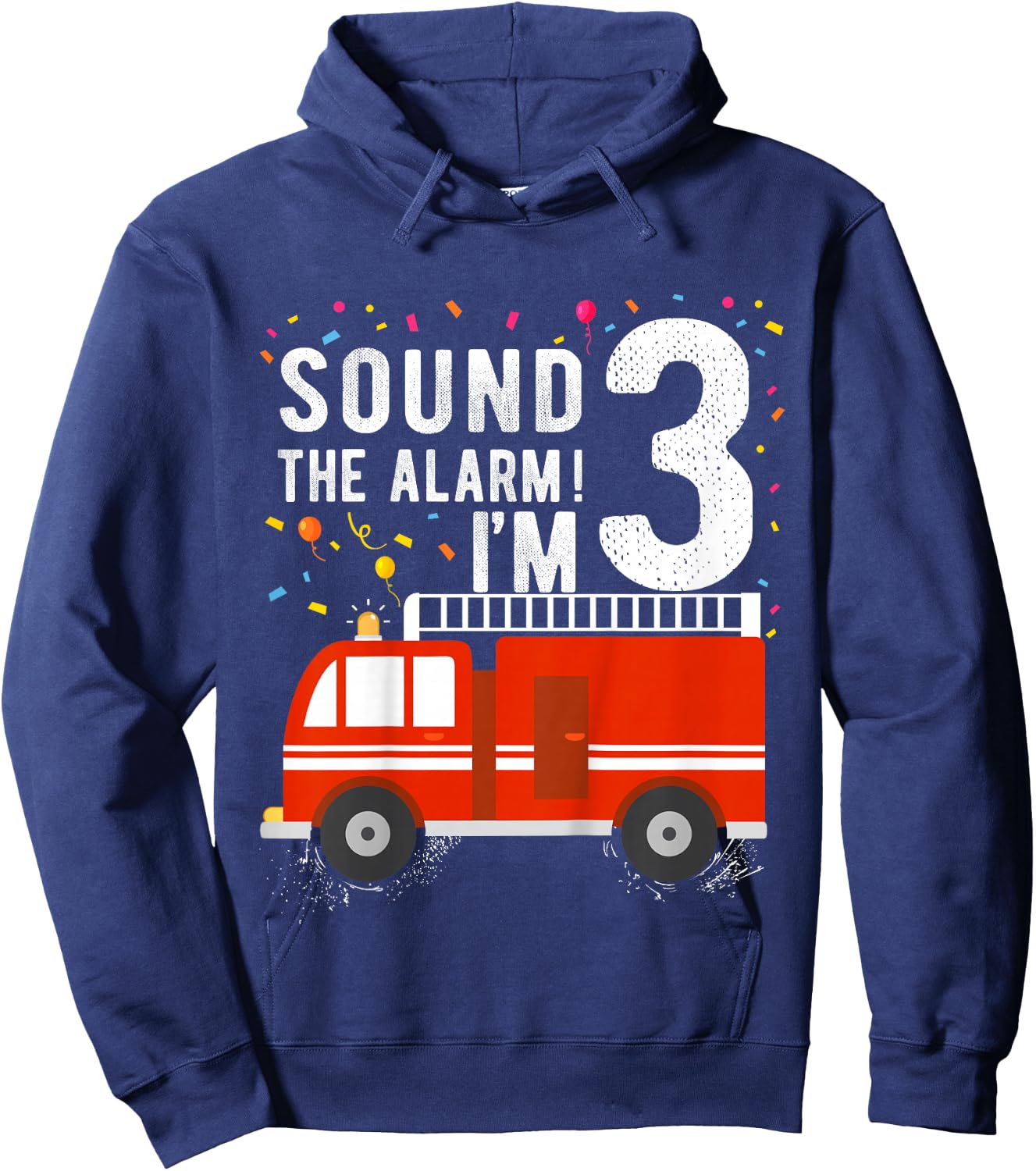Fire Truck 3rd Birthday Boy 3 Year Old Firefighter Hoodie - Hoodie | Navy