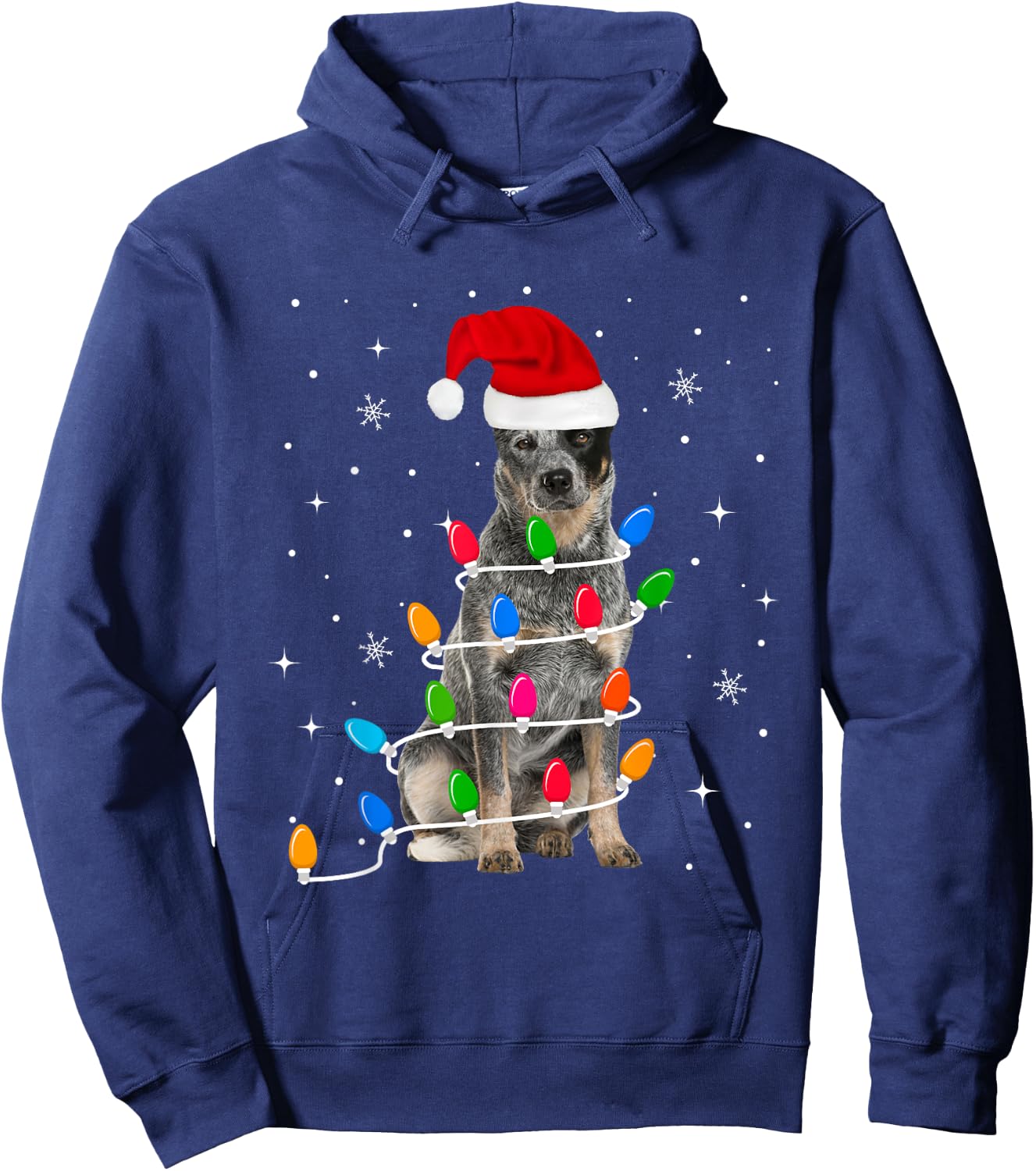 Funny Australian Cattle Dog Christmas Light Gifts Xmas Hoodie - Hoodie | Navy