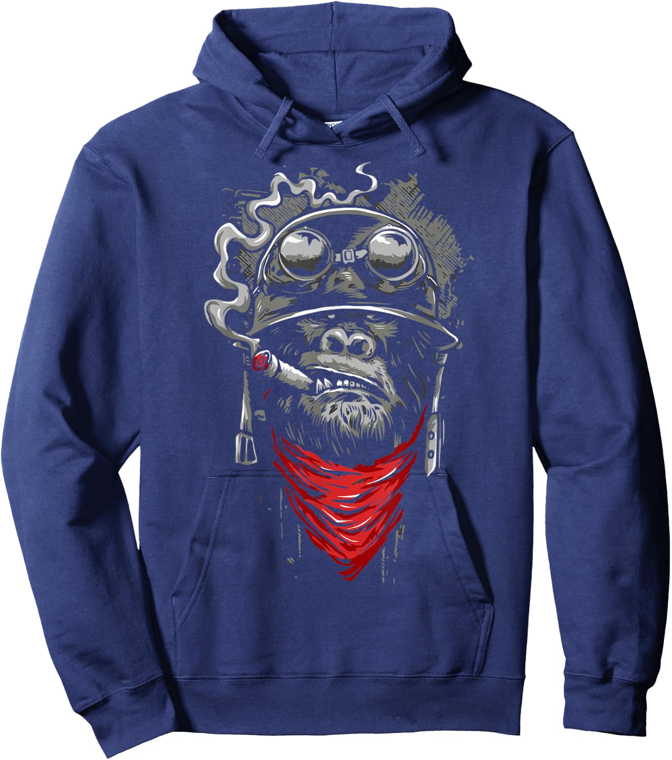 Gorilla Smoking A Cigar Smoker Gift Power Animal Hoodie - Hoodie | Navy