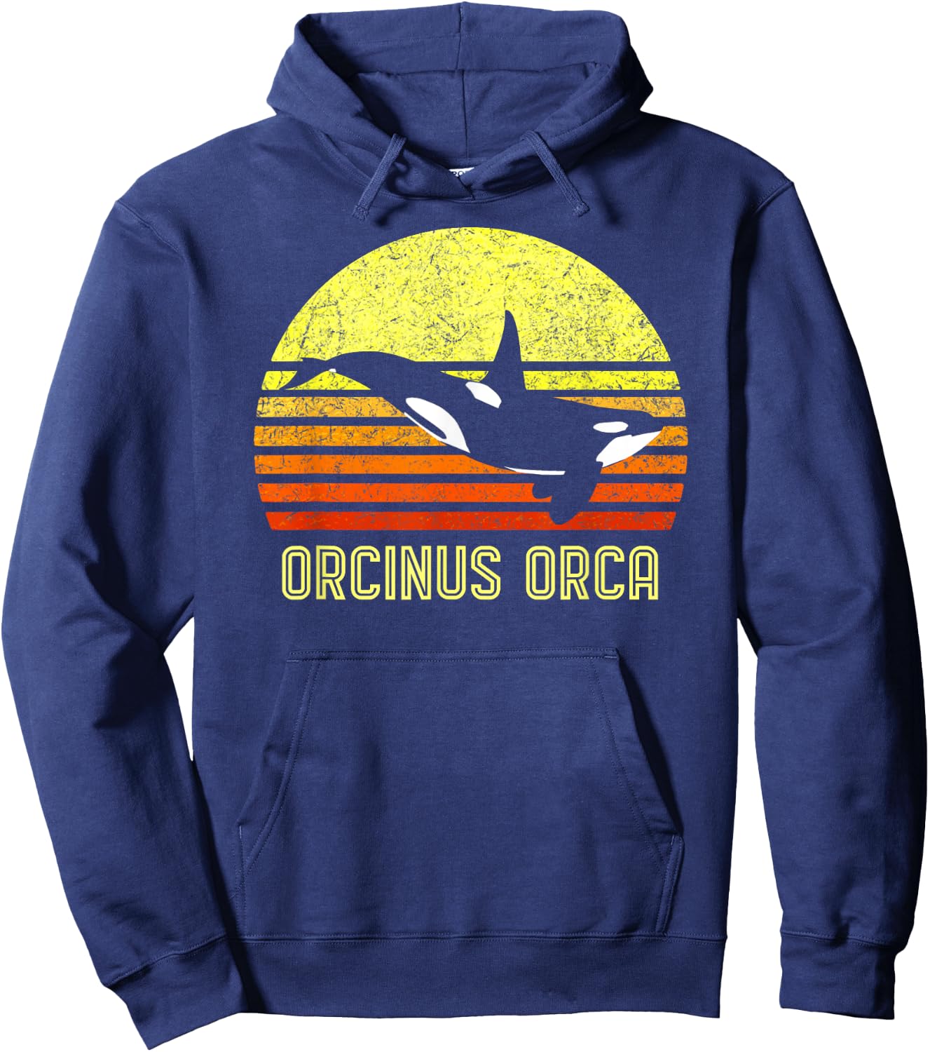 Orca Killer Whale Dolphin Marine Science Biologist Retro Sun Hoodie - Hoodie | Navy