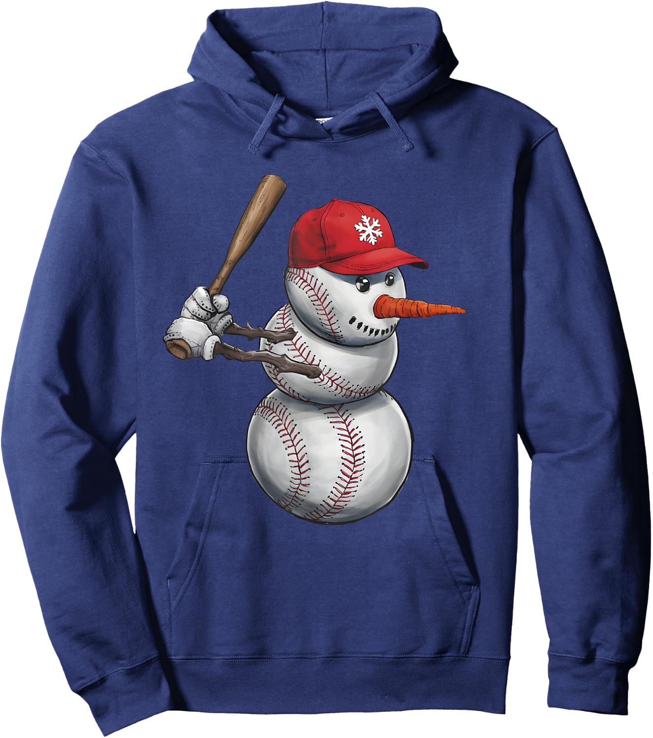 Baseball Snowman Balls Snow Christmas Xmas Men Women Player Hoodie - Hoodie | Navy