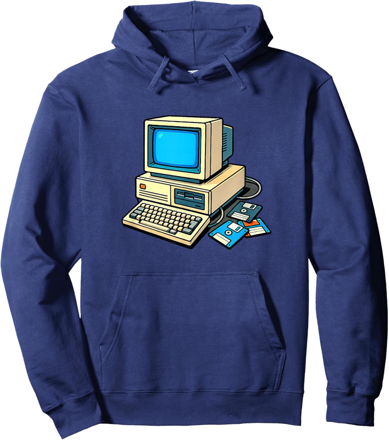 Retro Computer - Vintage Tech - 1980's Computer Setup Hoodie - Hoodie | Navy