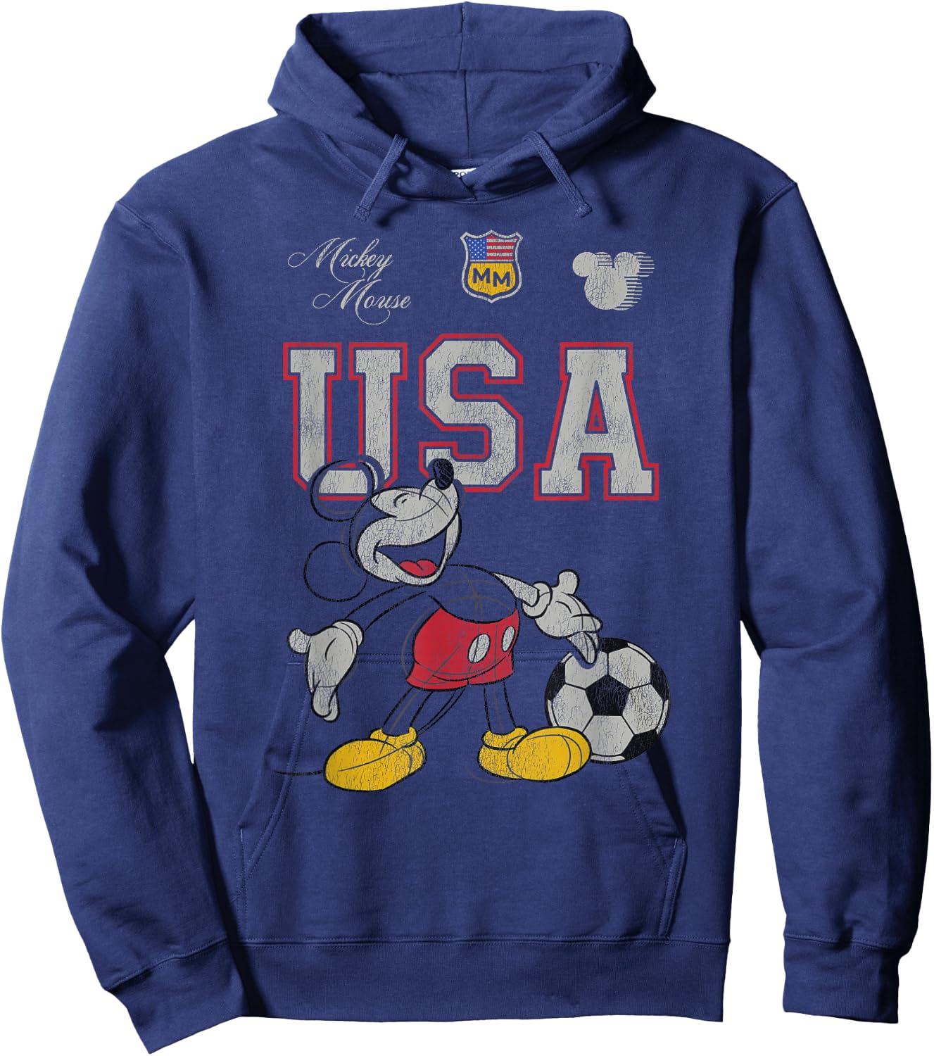 Disney Mickey and Friends USA Mickey Football Soccer Sketch Hoodie - Hoodie | Navy