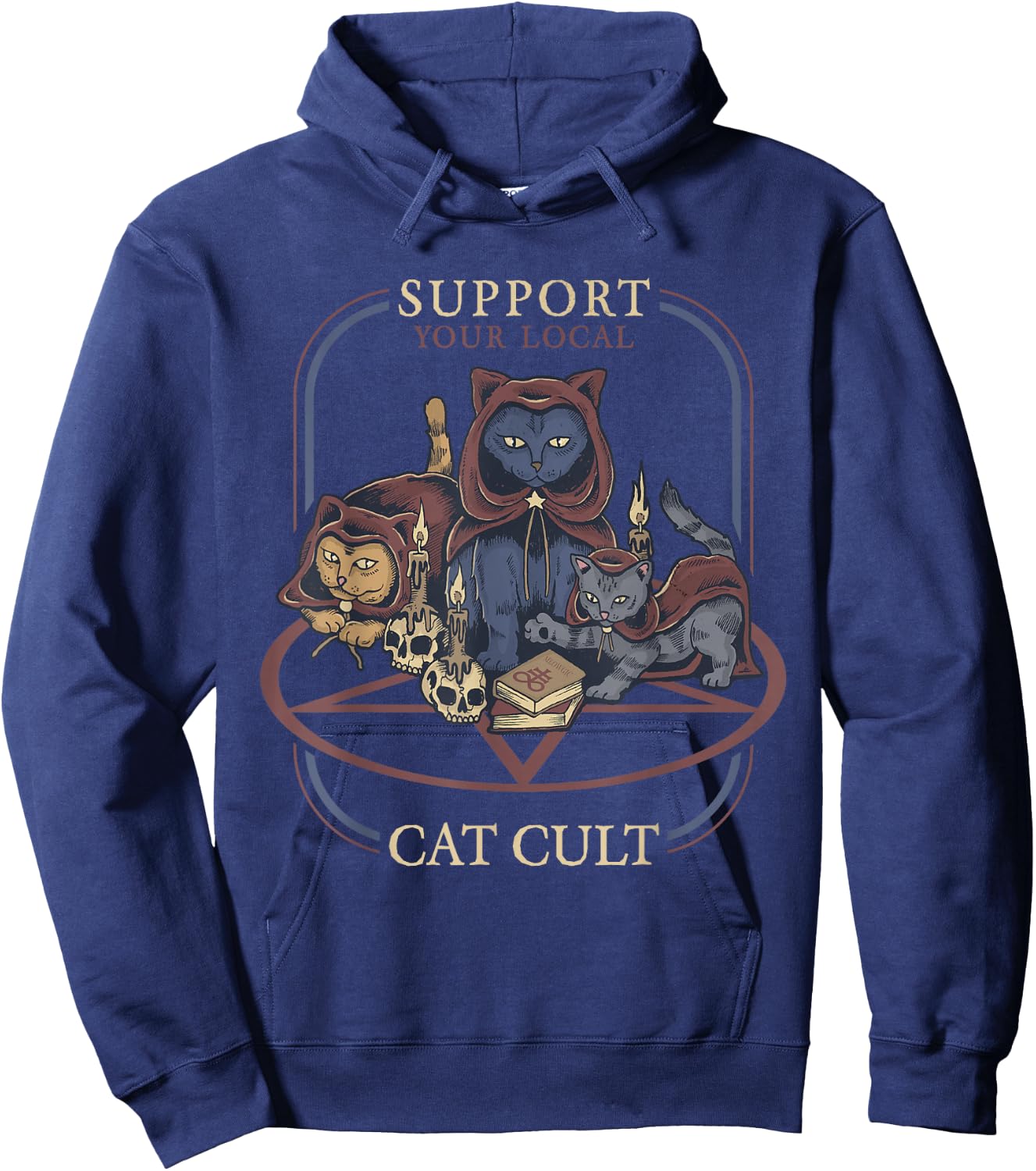 Support Your Local Cat Cult - Retro Occult Hoodie - Hoodie | Navy