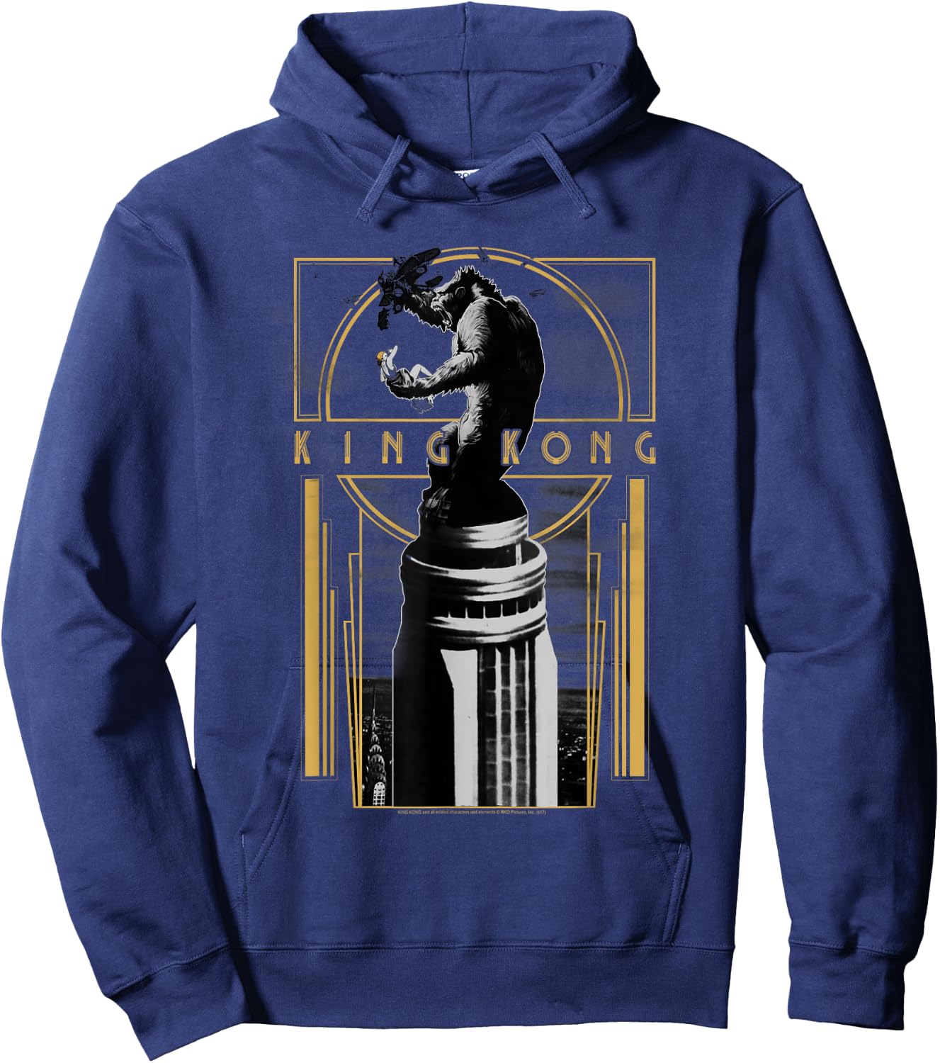 Warner Bros. King Kong Deco Grey Cotton Polyester Blend Regular Fit Short Sleeve , Small, -Adults, Women, Casual, Spring, Summer Hoodie - Hoodie | Navy
