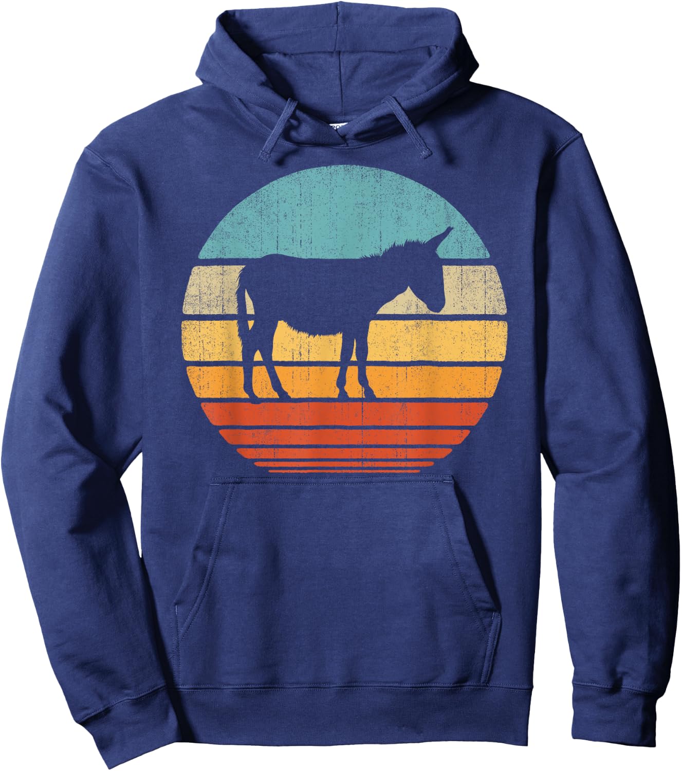 Donkey Retro Vintage 60s 70s Sunset Farm Animal Farmer Men Hoodie - Hoodie | Navy