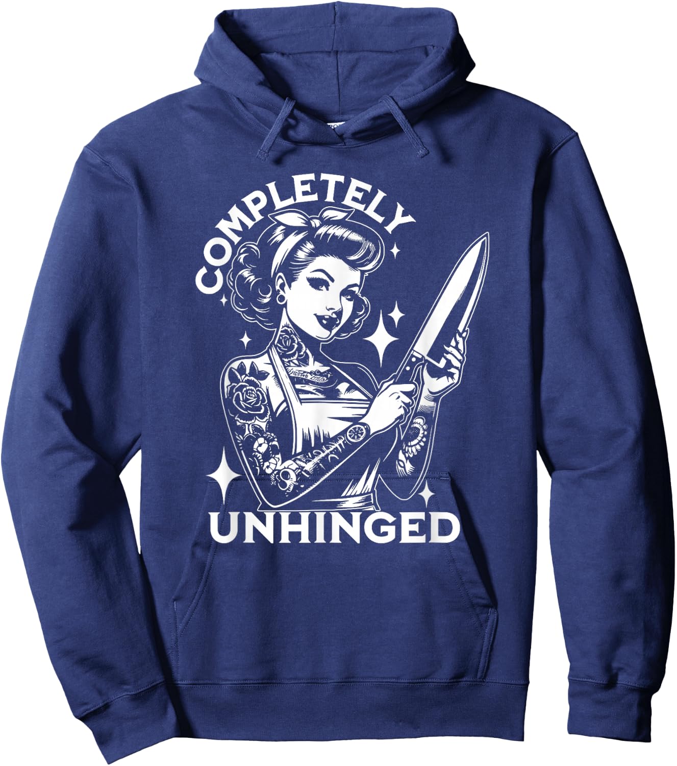 Completely Unhinged, Retro Unhinged Girl, Vintage Tattoo Hoodie - Hoodie | Navy