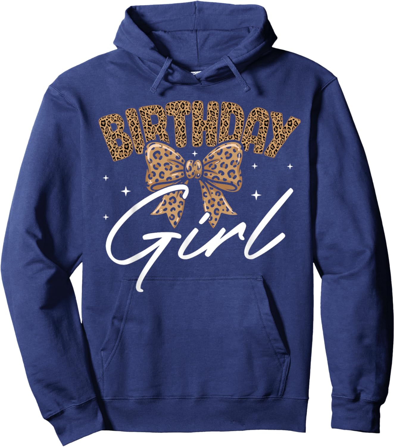 Birthday Girl Bow Coquette Cheetah Print Girl Birthday Hoodie - Hoodie | Navy
