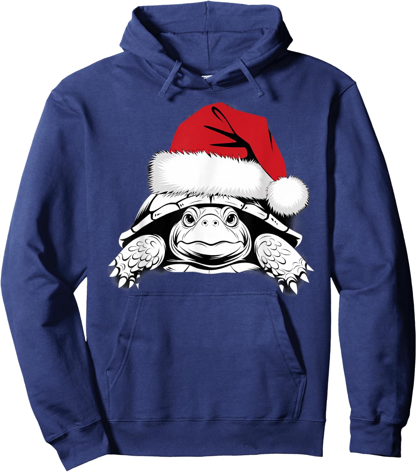 Funny Santa Turtle on Marry Christmas Turtle Hoodie - Hoodie | Navy
