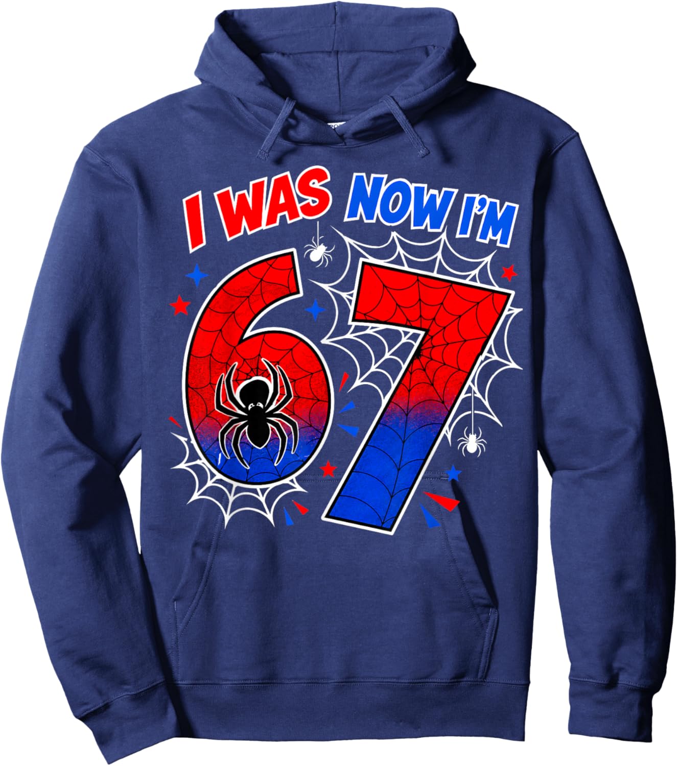 I was 6 Now I'm 7 7th Birthday Boys Girls Spider Web Hoodie - Hoodie | Navy