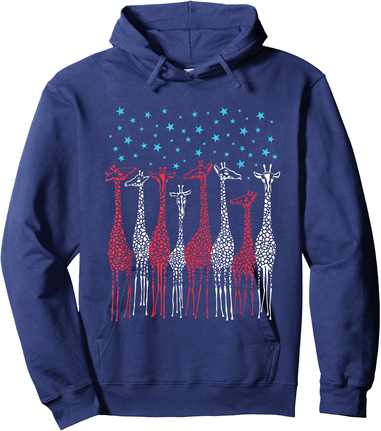 Red White And Blue Giraffe 4th of July Patriotic Kids Men Hoodie - Hoodie | Navy