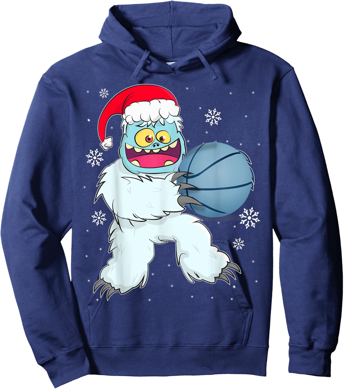 Basketball Player Yeti Abominable Snowman Christmas Pajama Hoodie - Hoodie | Navy