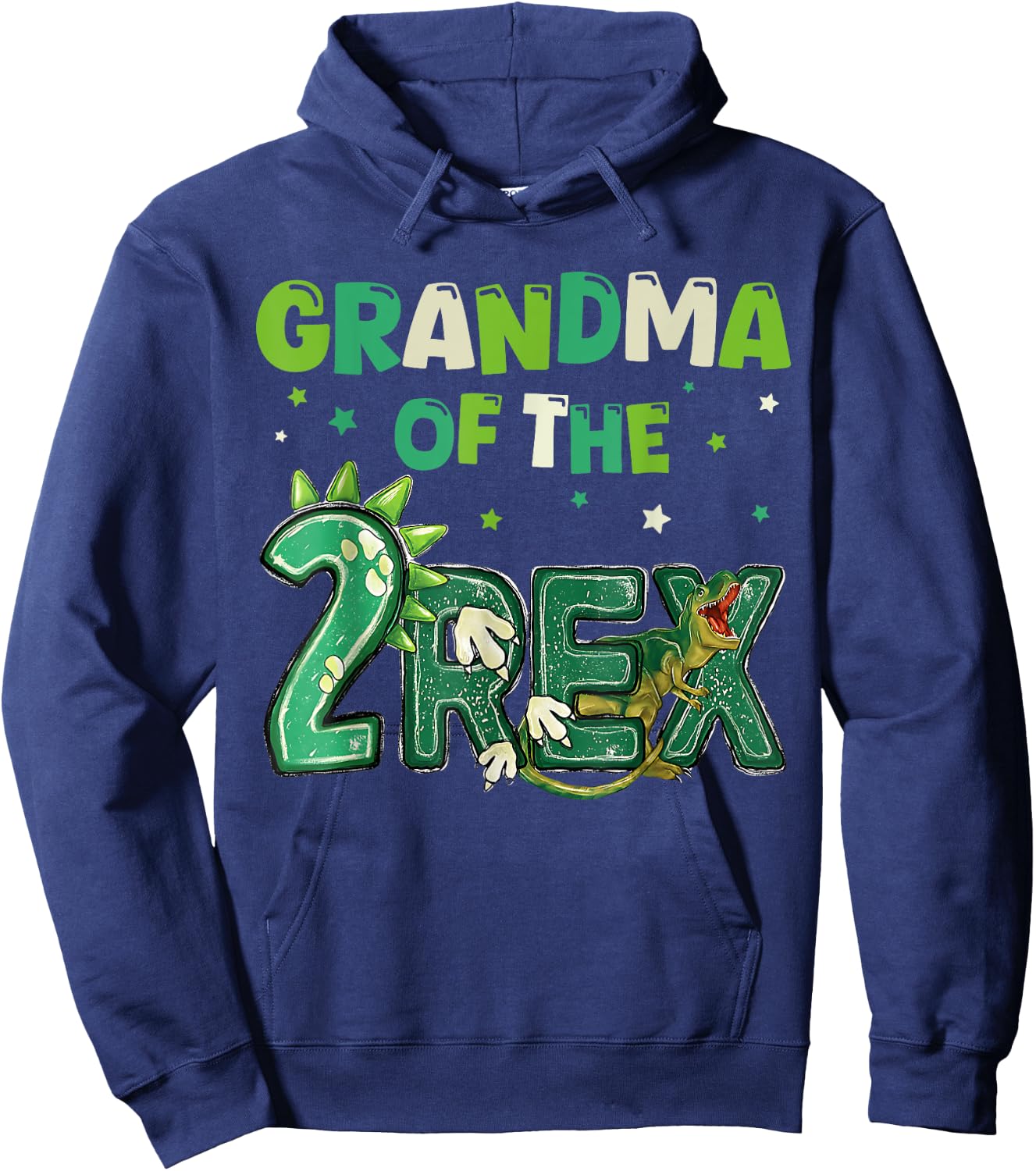 Grandma of the Two Rex Birthday Dinosaur Family Matching Hoodie - Hoodie | Navy