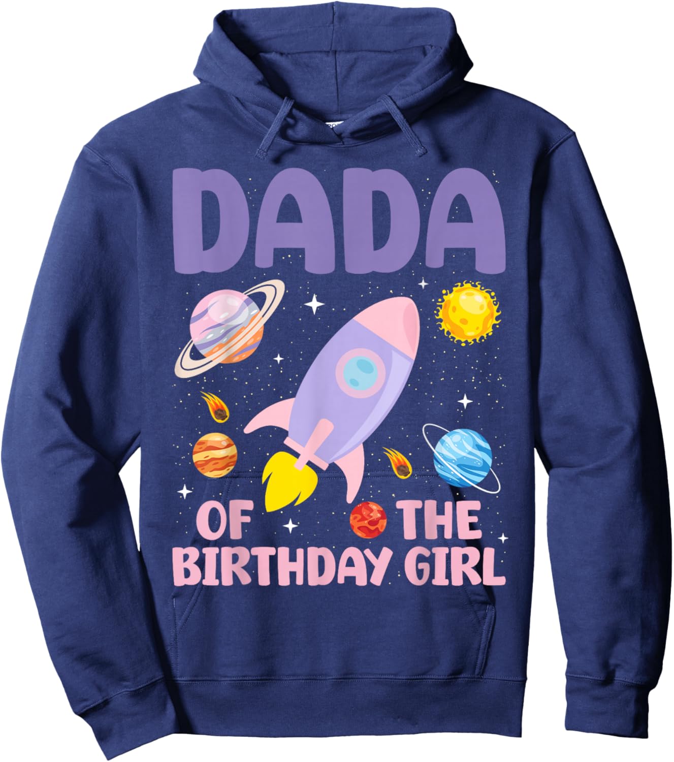 Two The Moon Dada Of the Birthday Girl Astronaut Family Hoodie - Hoodie | Navy