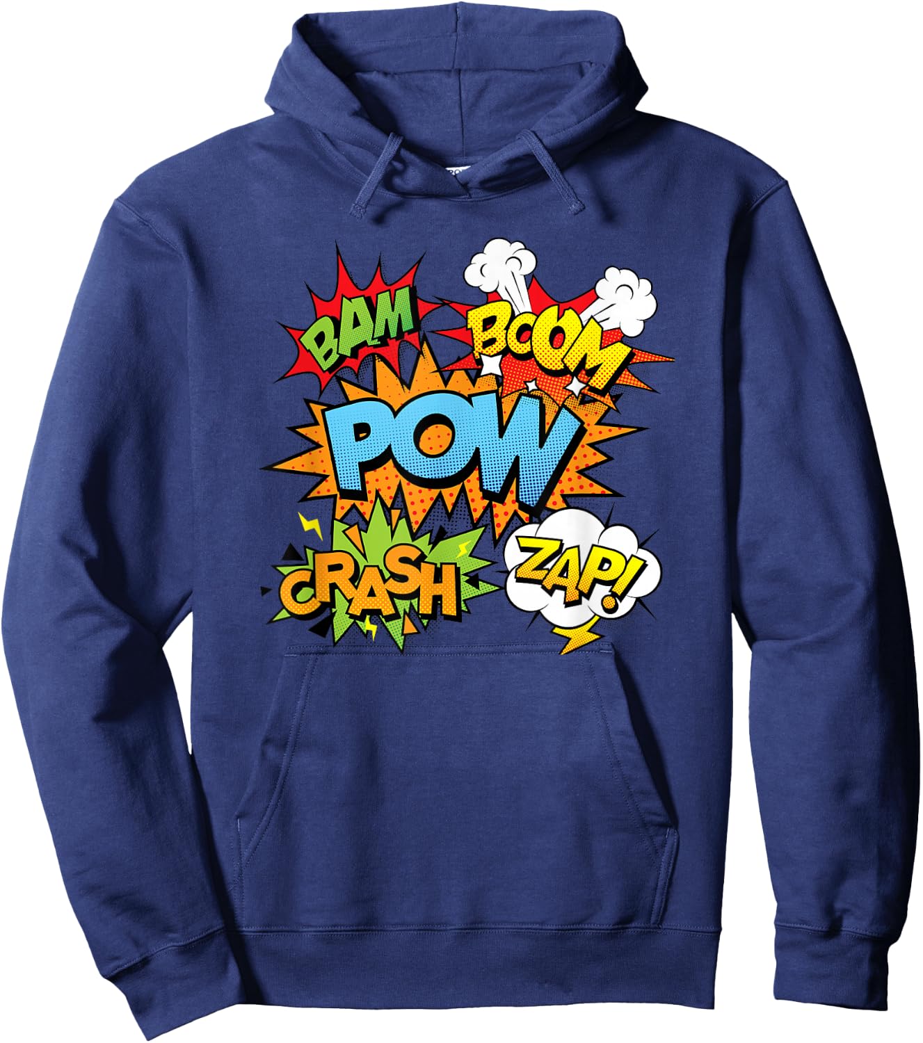 Comic Book Bam Pow Crash Boom Zap Bubbles in Bright Colors Hoodie - Hoodie | Navy