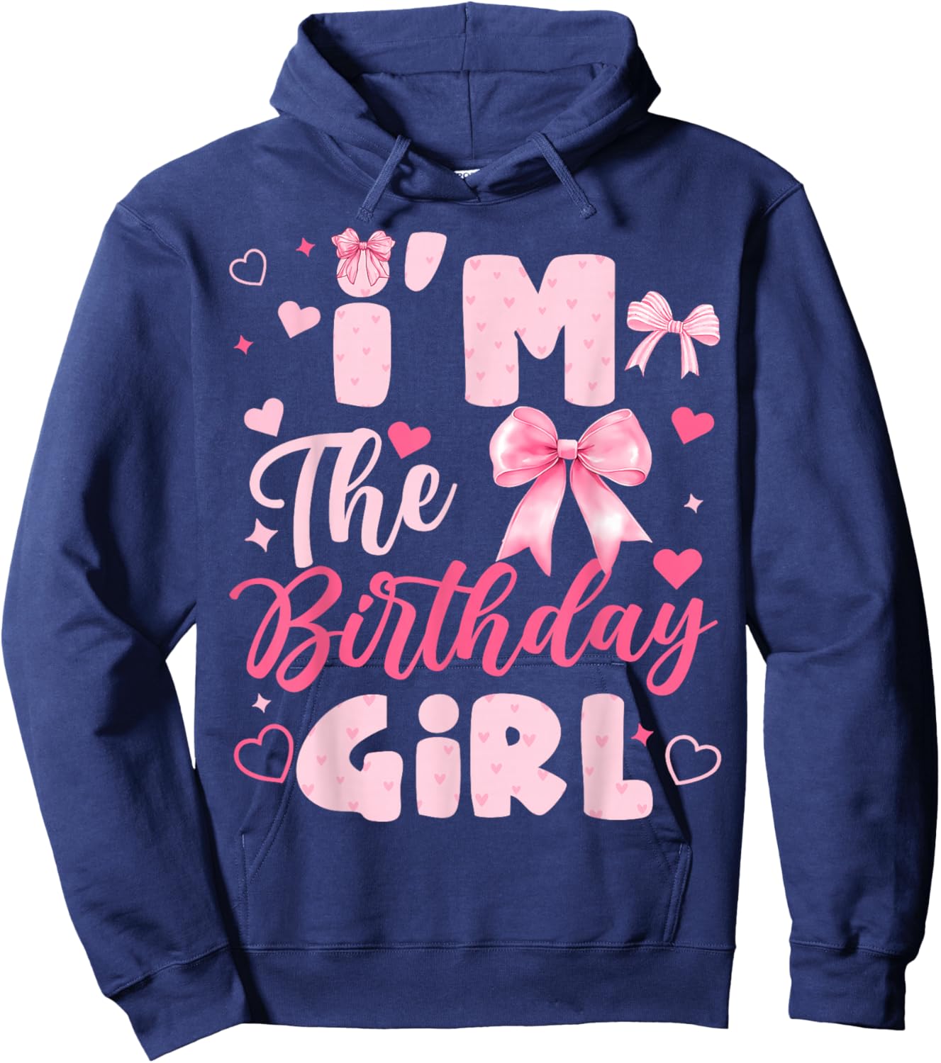 I'm The Birthday Girl Bow Pink Cute Matching Family Party Hoodie - Hoodie | Navy