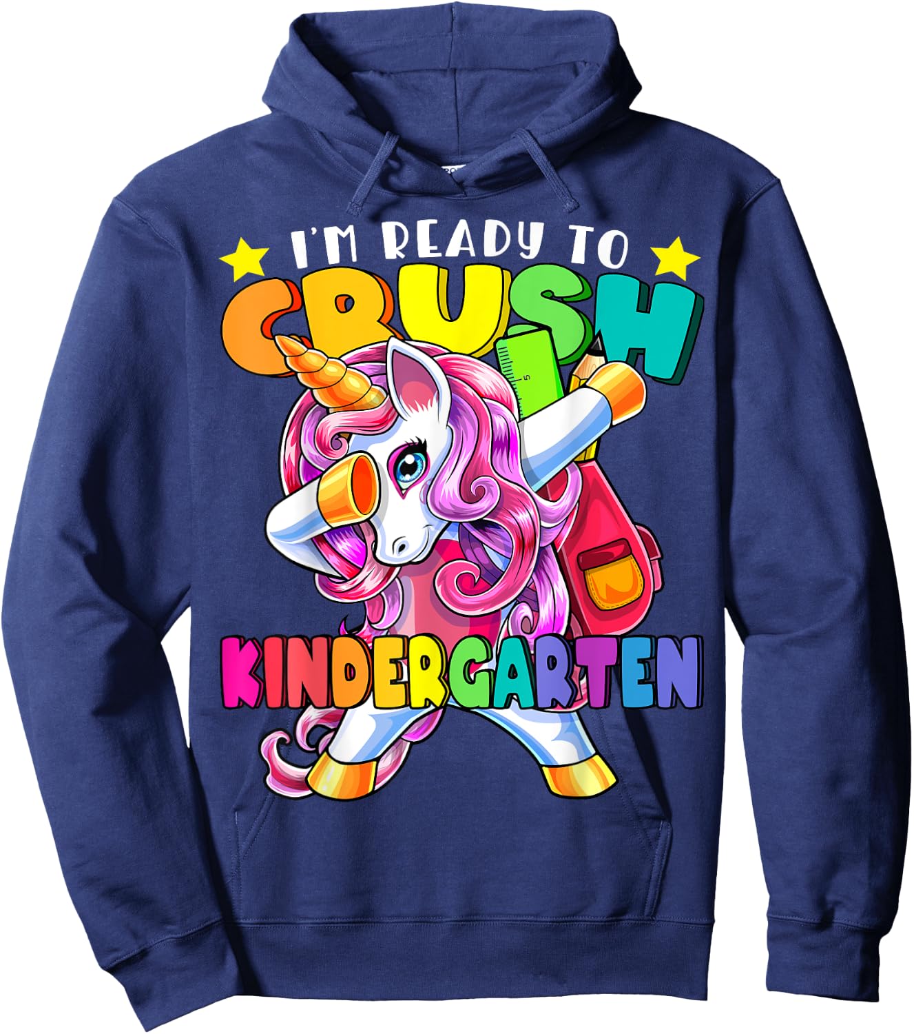 Kindergarten Dabbing Unicorn Back to School Girls Gift Hoodie - Hoodie | Navy