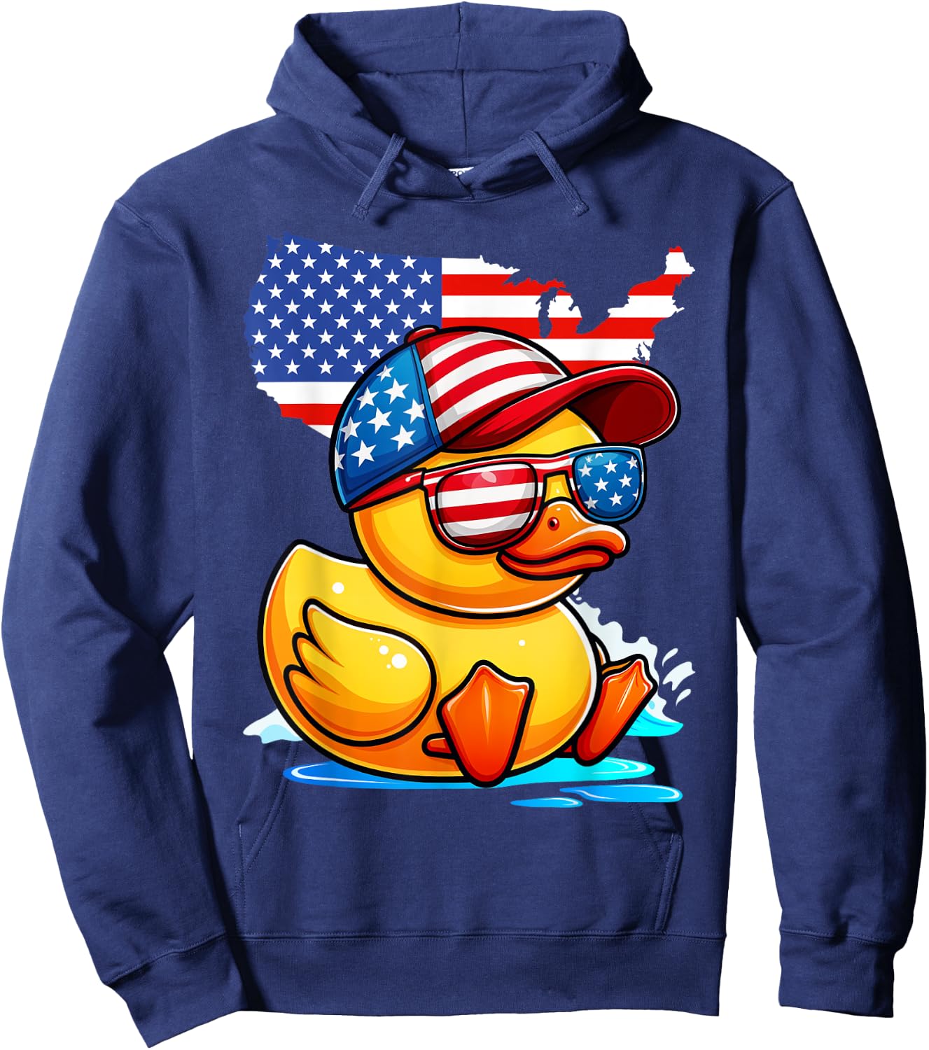 Rubber Duck USA Flag Funny Duckie Cool Vintage Duck Hoodie - Hoodie | Navy