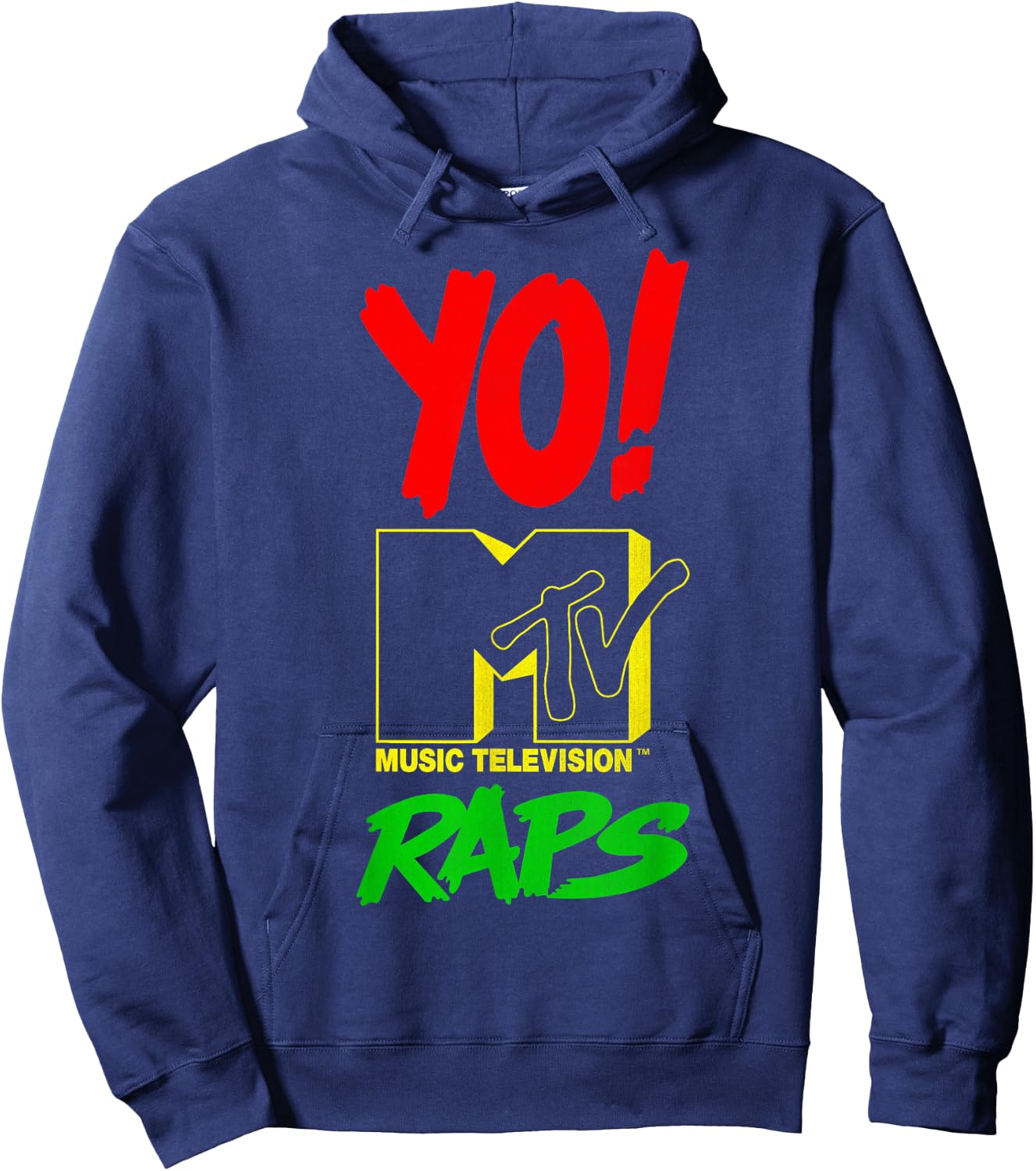 Yo! Mtv Raps Red Yellow Green Stack Text Hoodie - Hoodie | Navy
