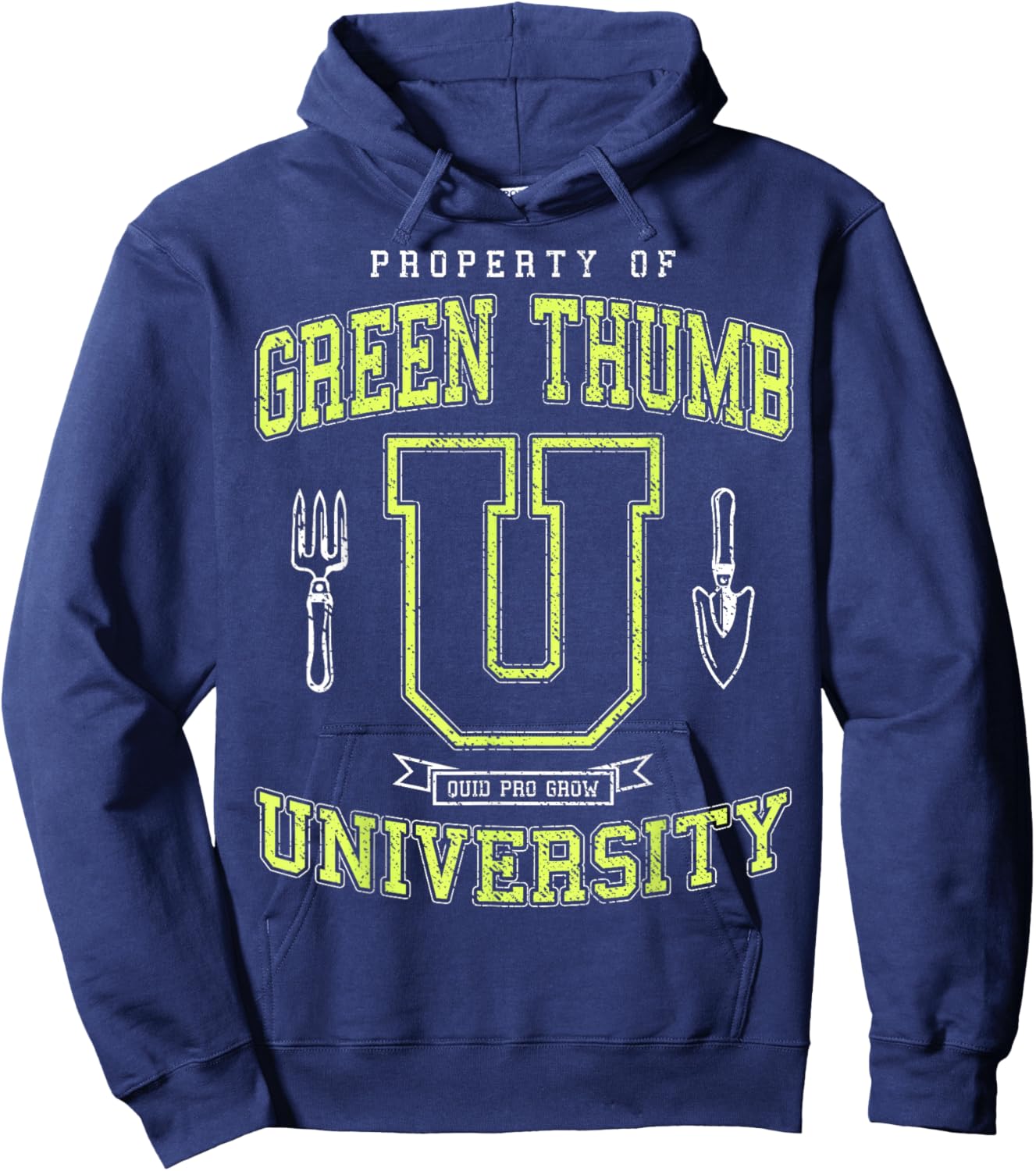 Funny Green Thumb University Vintage Varsity Plant Lover Hoodie - Hoodie | Navy