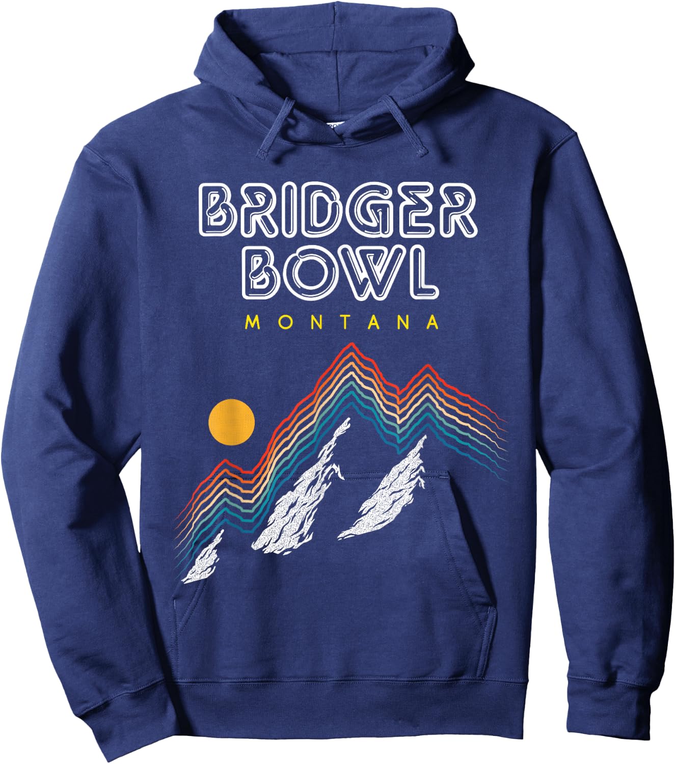 Bridger Bowl, Montana - USA Ski Resort 1980s Retro Hoodie - Hoodie | Navy