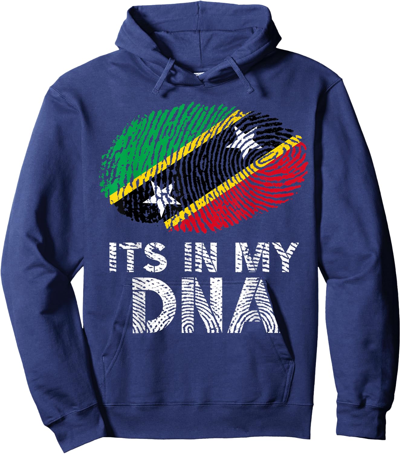 Saint Kitts and Nevis Fingerprint Flag Proud Heritage Hoodie - Hoodie | Navy