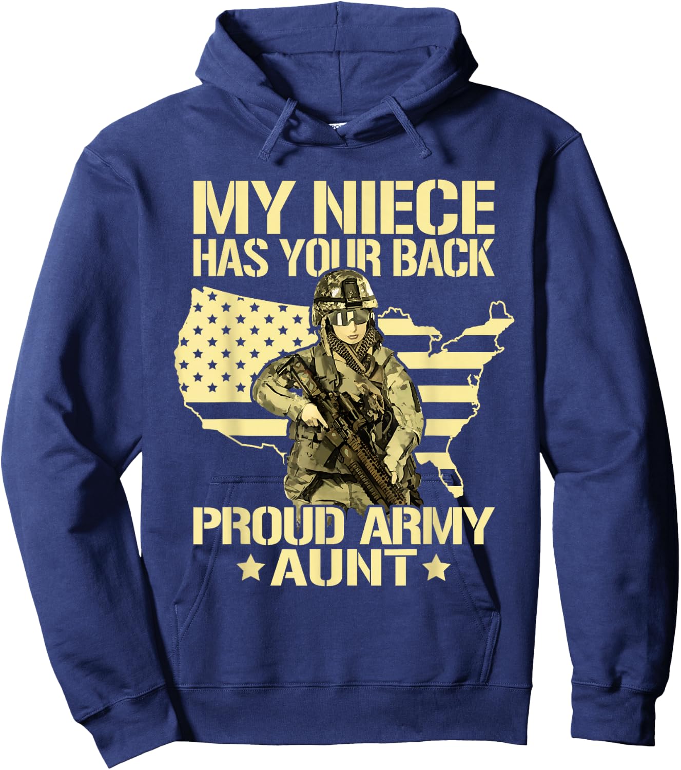 My Niece Has Your Back Proud Army Aunt Military Auntie Gift Hoodie - Hoodie | Navy